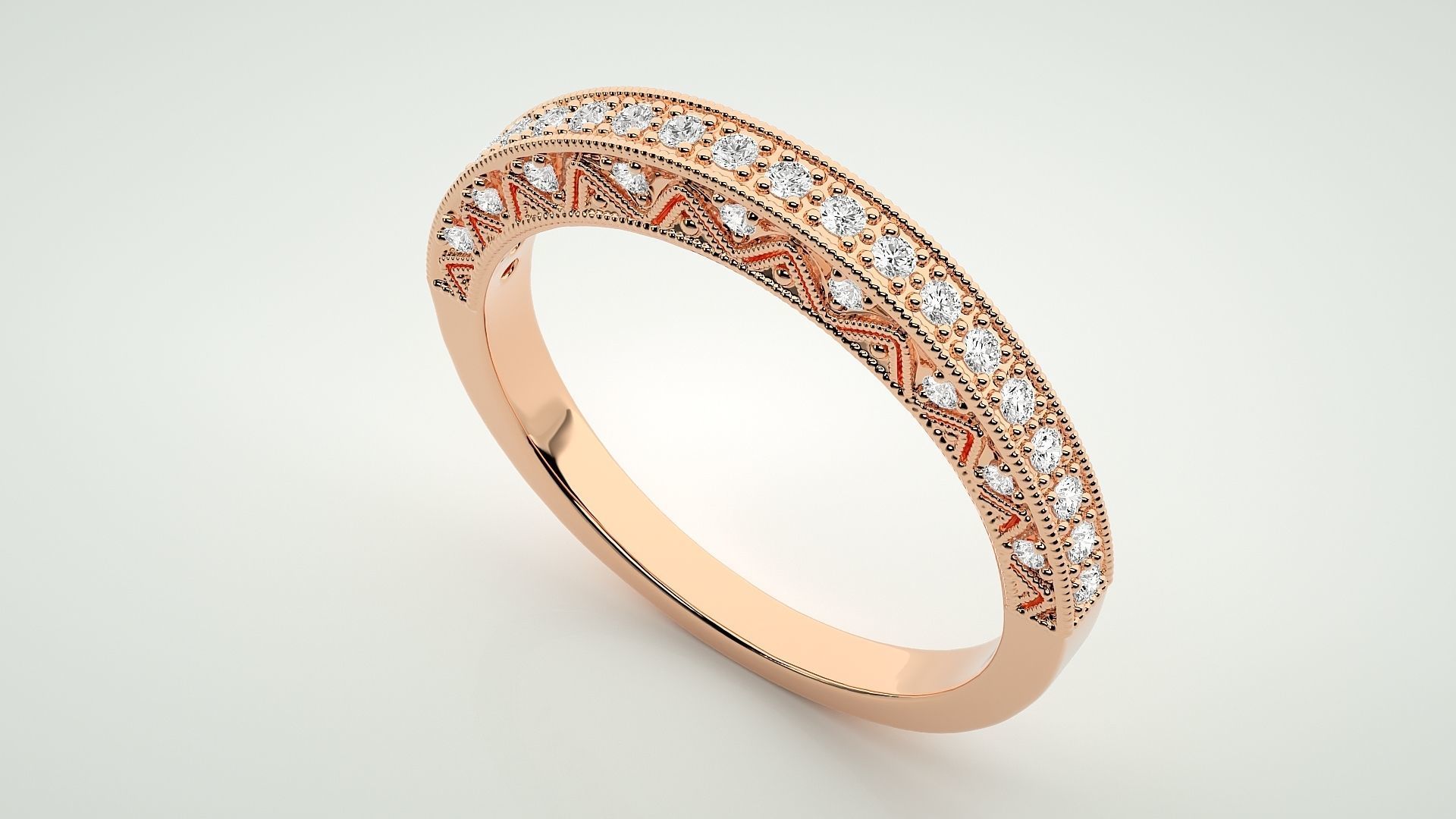 Eternity Band Diamond Ring 3dm stl render detail 3D print model_2