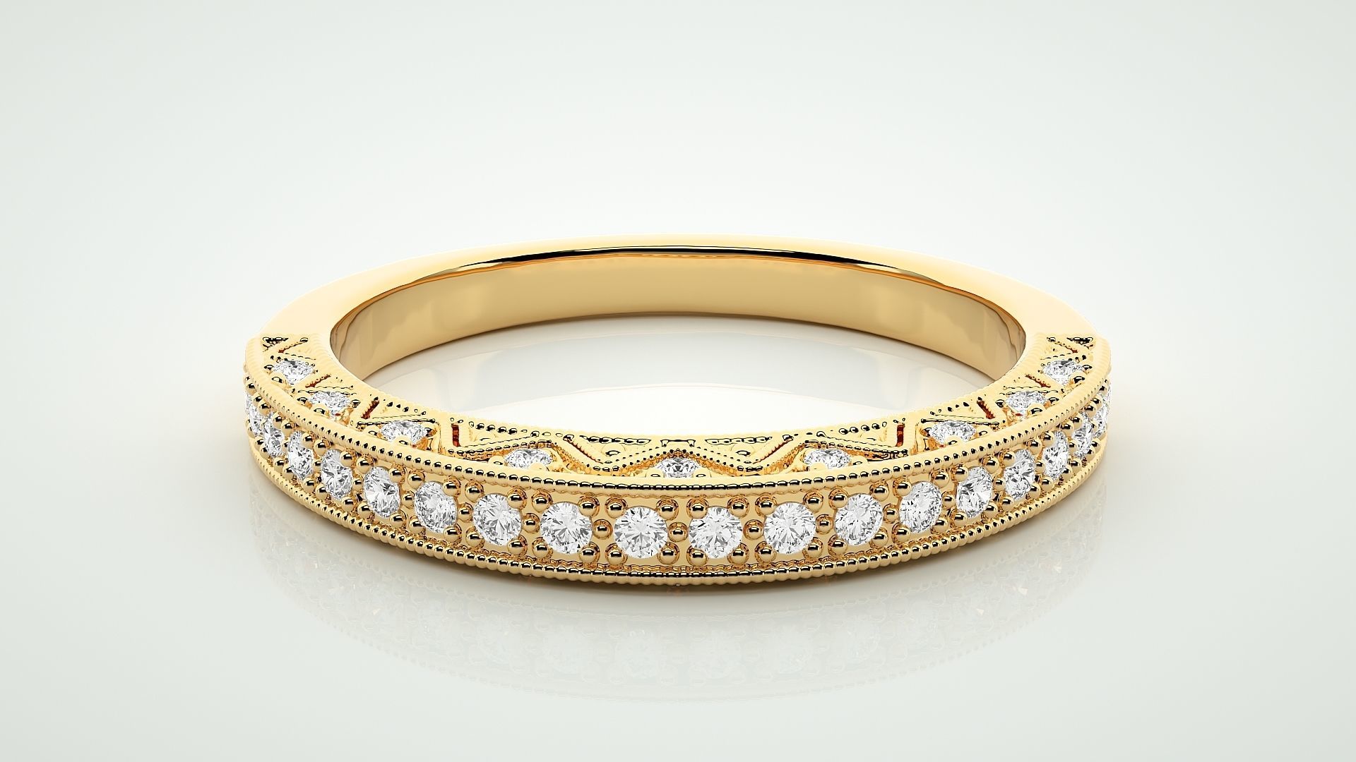 Eternity Band Diamond Ring 3dm stl render detail 3D print model_6