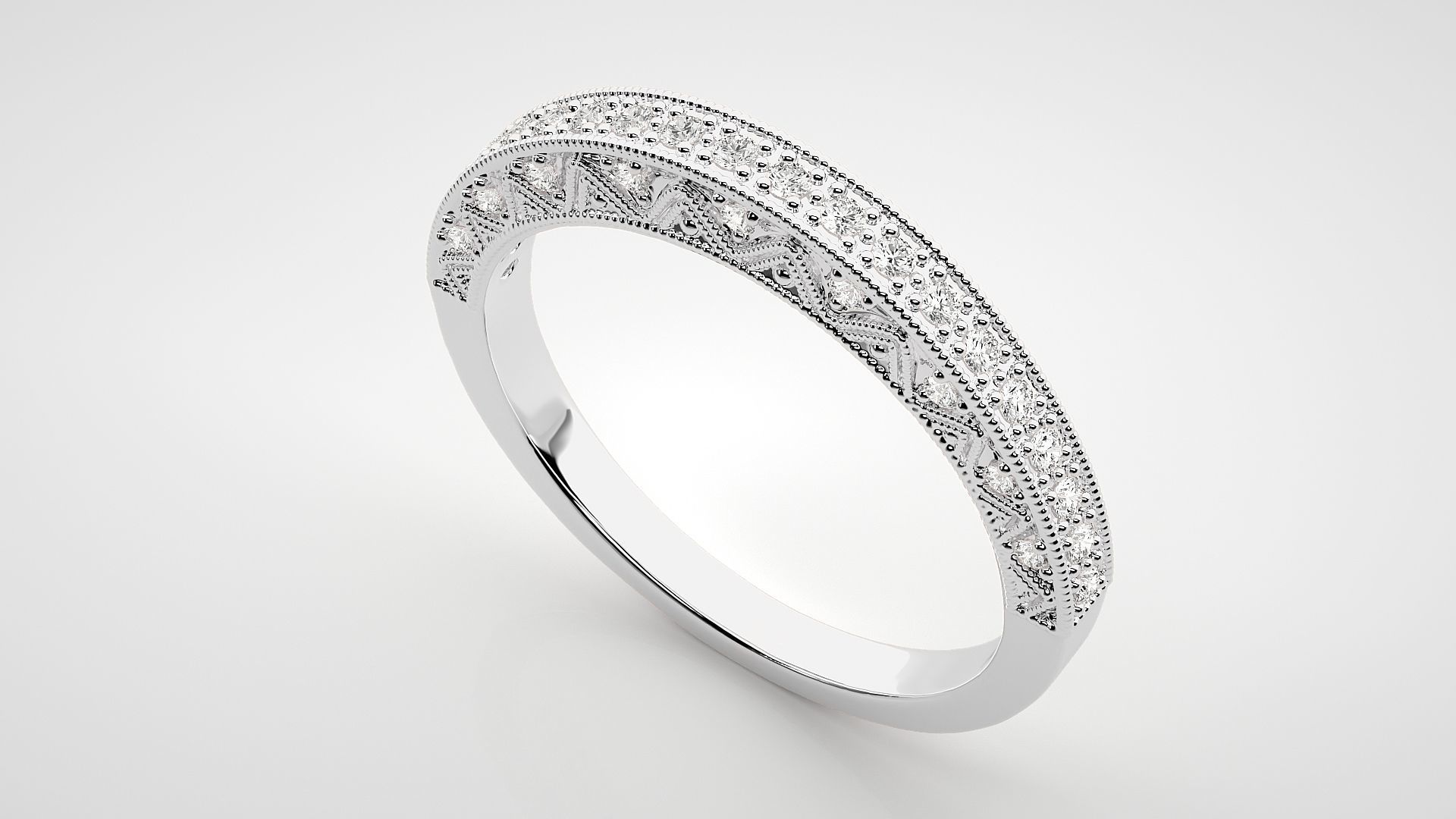 Eternity Band Diamond Ring 3dm stl render detail 3D print model_5