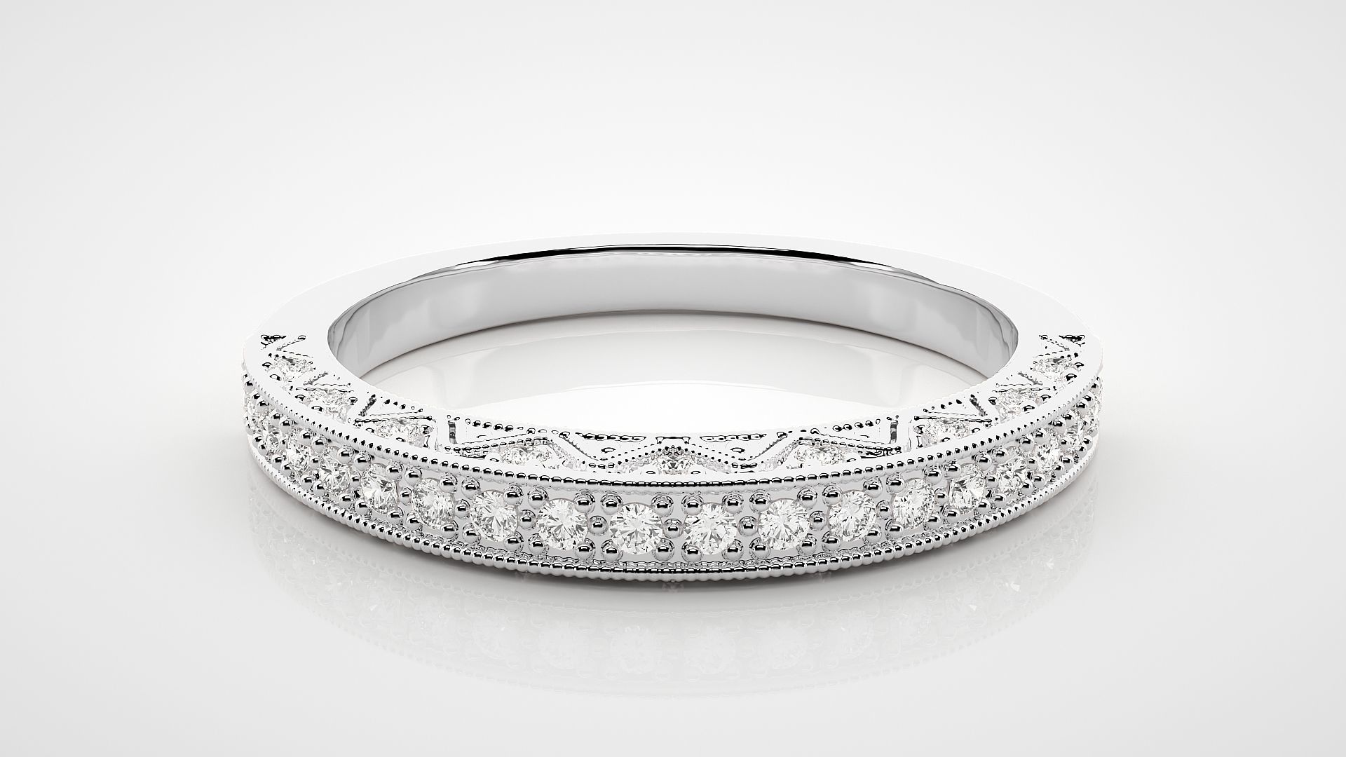 Eternity Band Diamond Ring 3dm stl render detail 3D print model_3