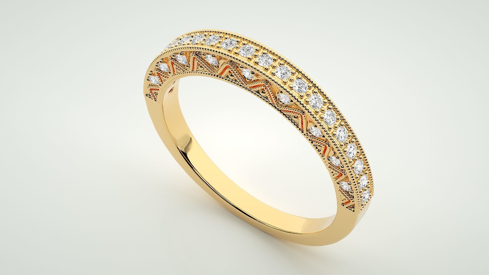 Eternity Band Diamond Ring 3dm stl render detail 3D print model_8