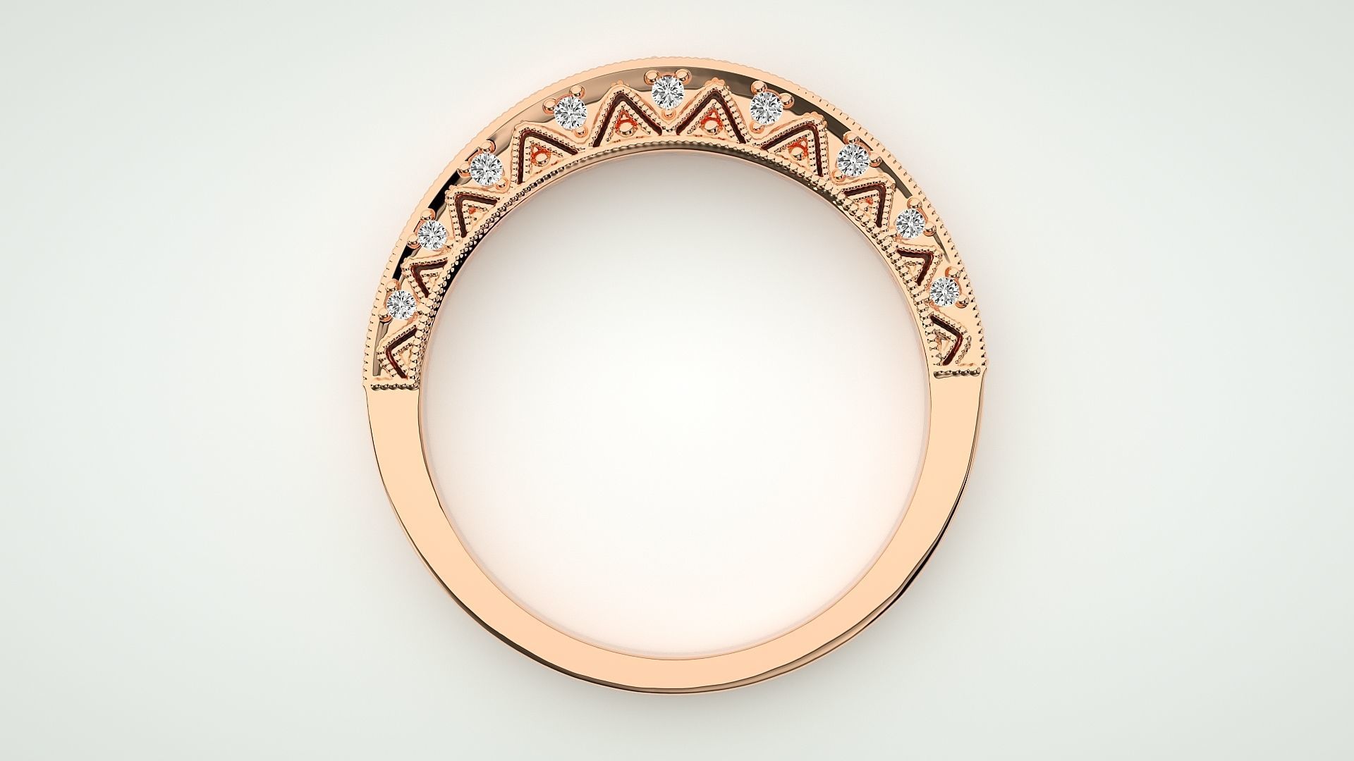 Eternity Band Diamond Ring 3dm stl render detail 3D print model_1