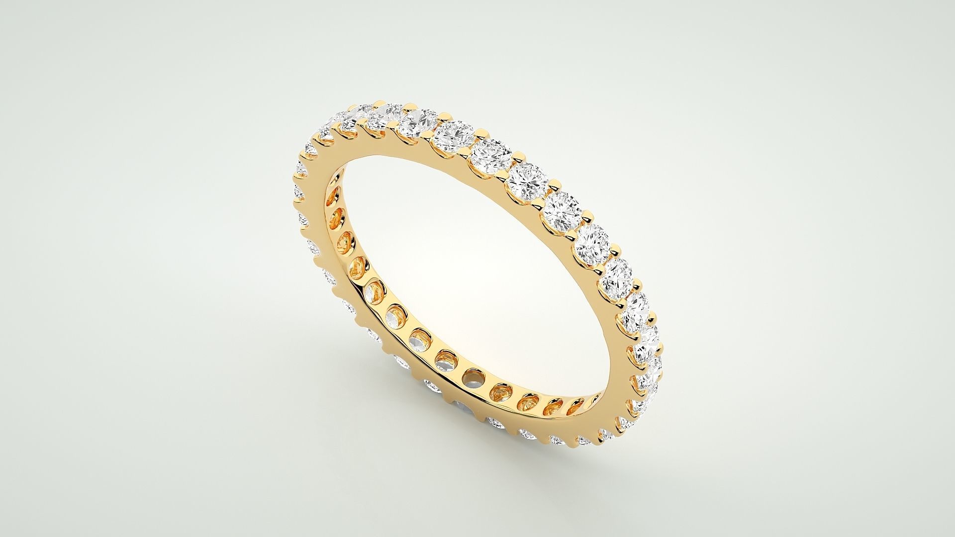 Eternity Band Diamond Ring 3dm stl render detail 3D print model_8