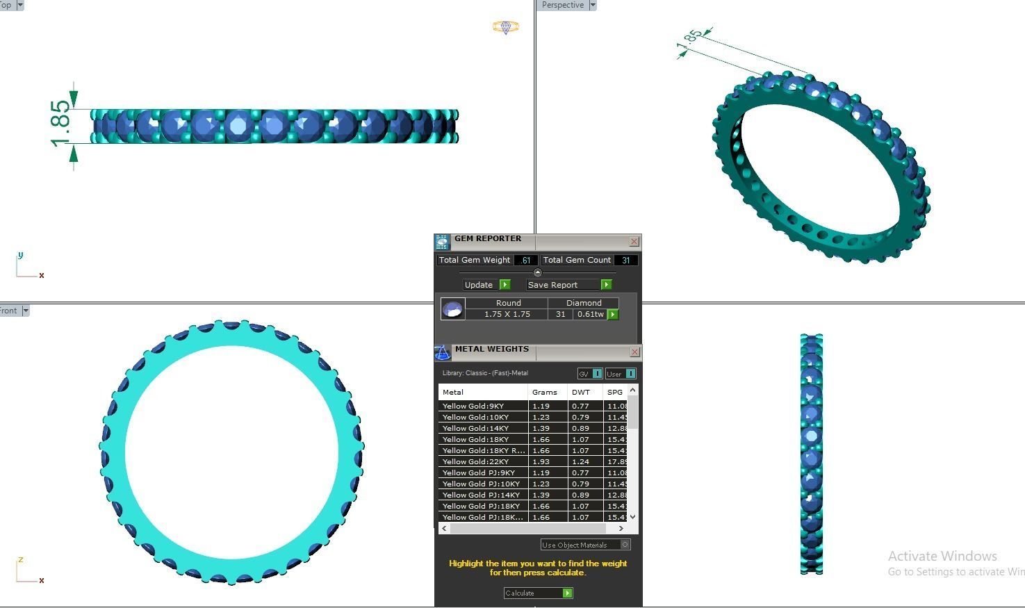 Eternity Band Diamond Ring 3dm stl render detail 3D print model_9