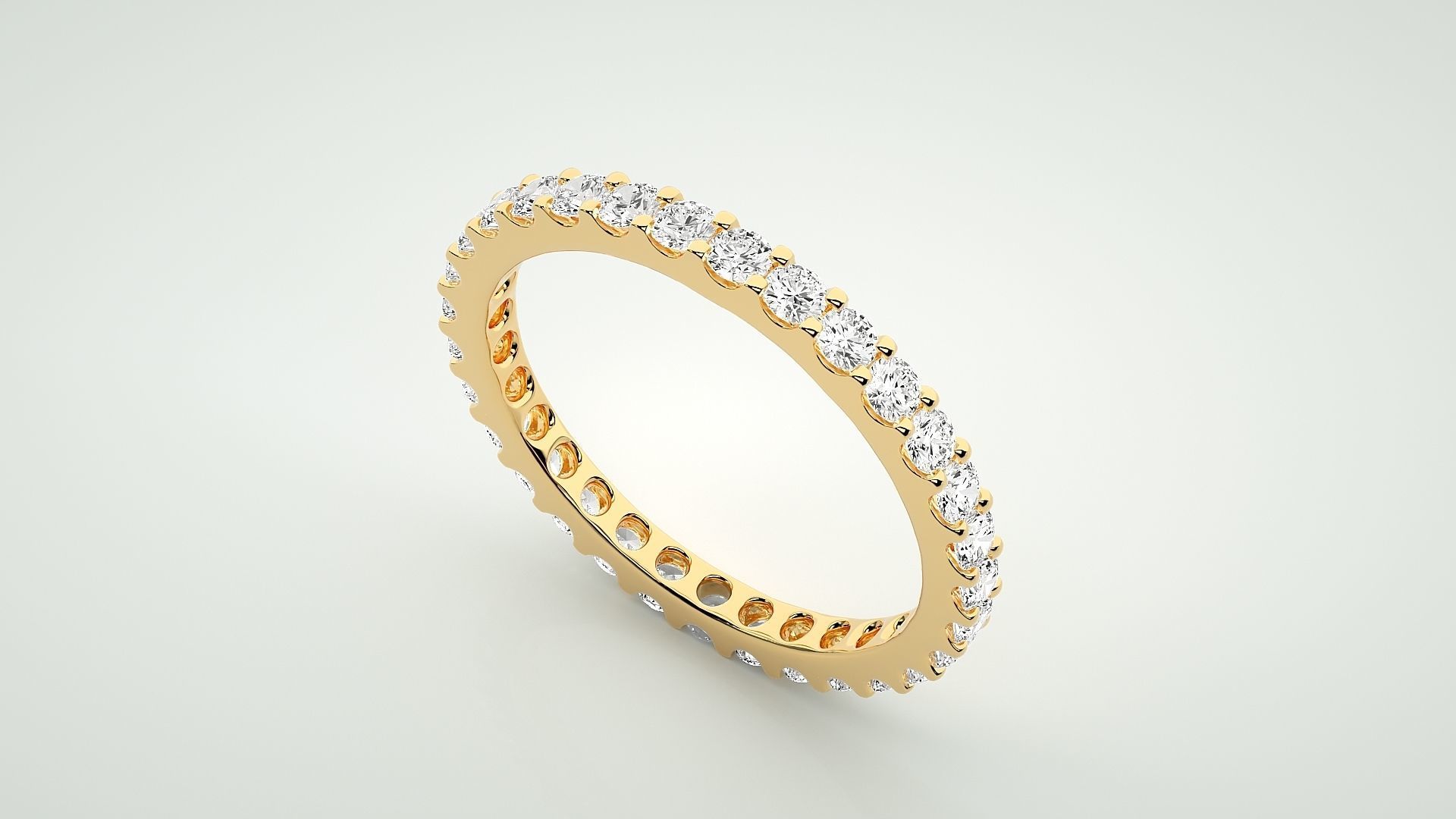 Eternity Band Diamond Ring 3dm stl render detail 3D print model_8