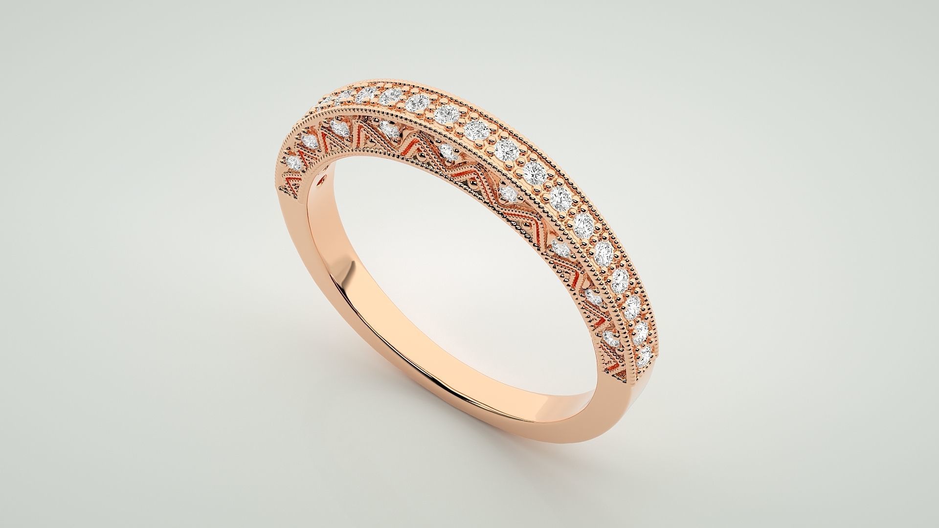 Eternity Band Diamond Ring 3dm stl render detail 3D print model_2