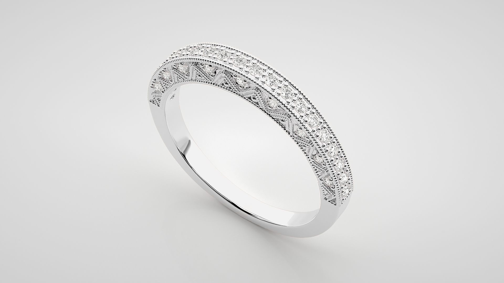 Eternity Band Diamond Ring 3dm stl render detail 3D print model_5