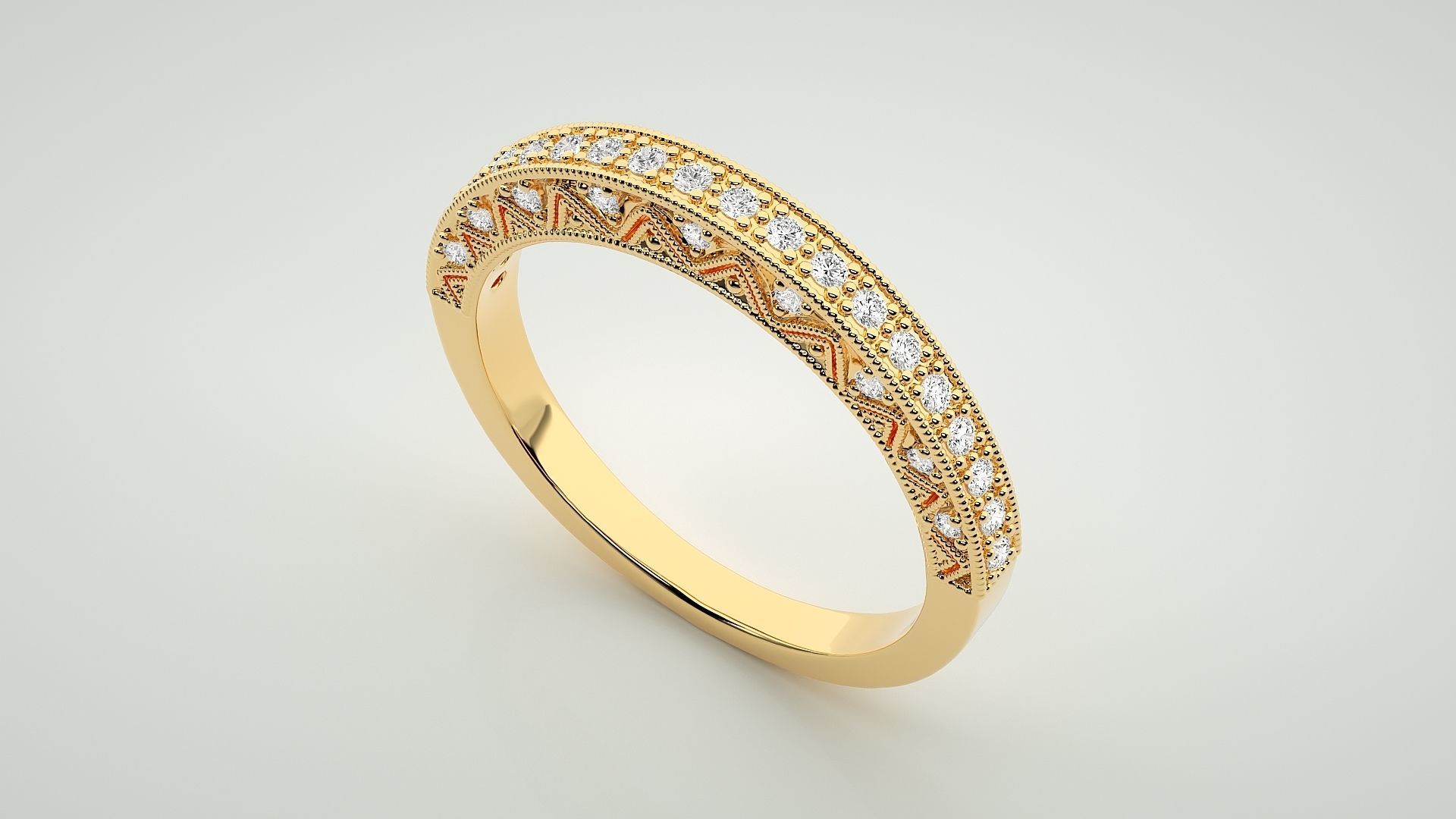 Eternity Band Diamond Ring 3dm stl render detail 3D print model_8