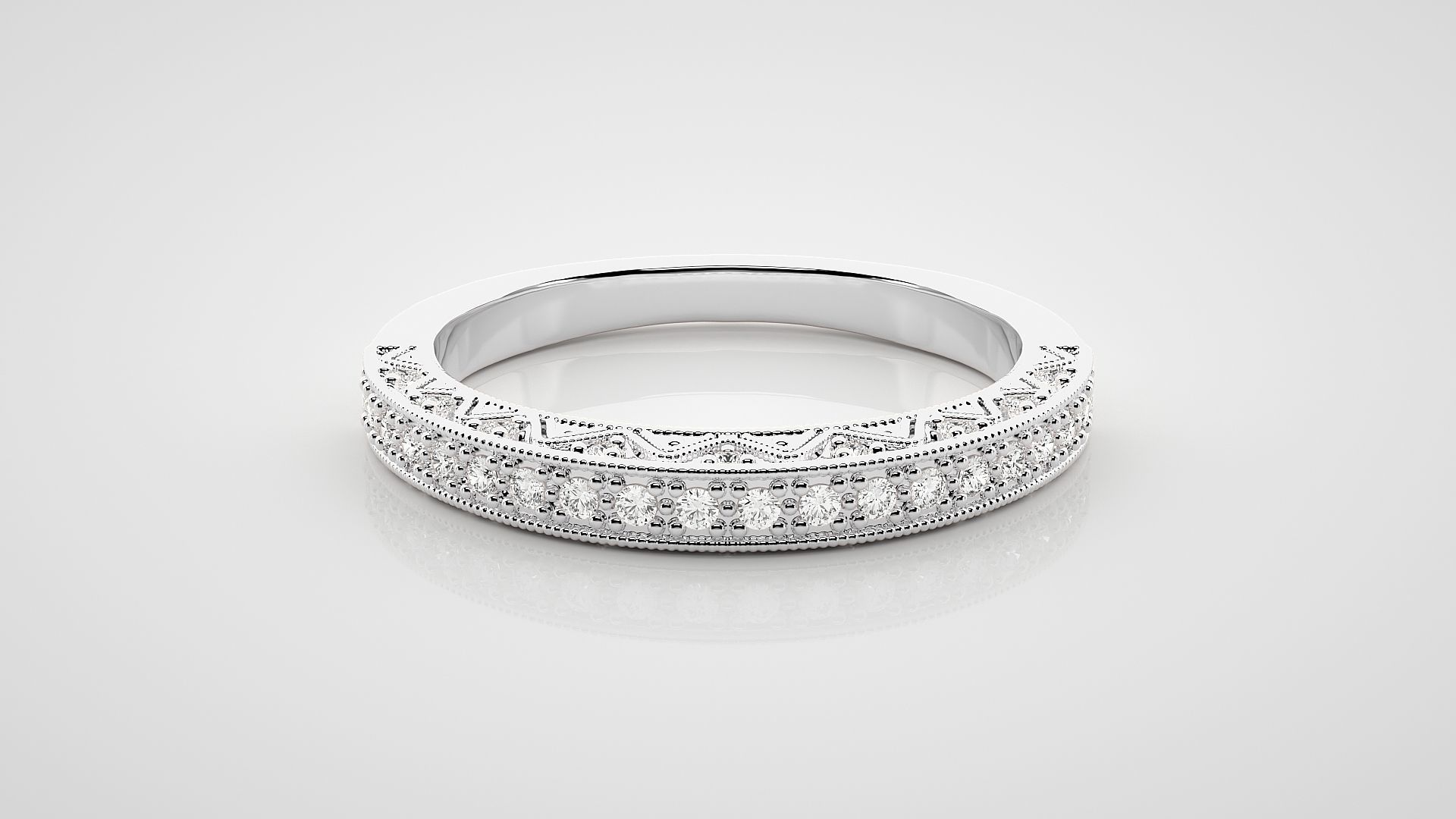 Eternity Band Diamond Ring 3dm stl render detail 3D print model_3