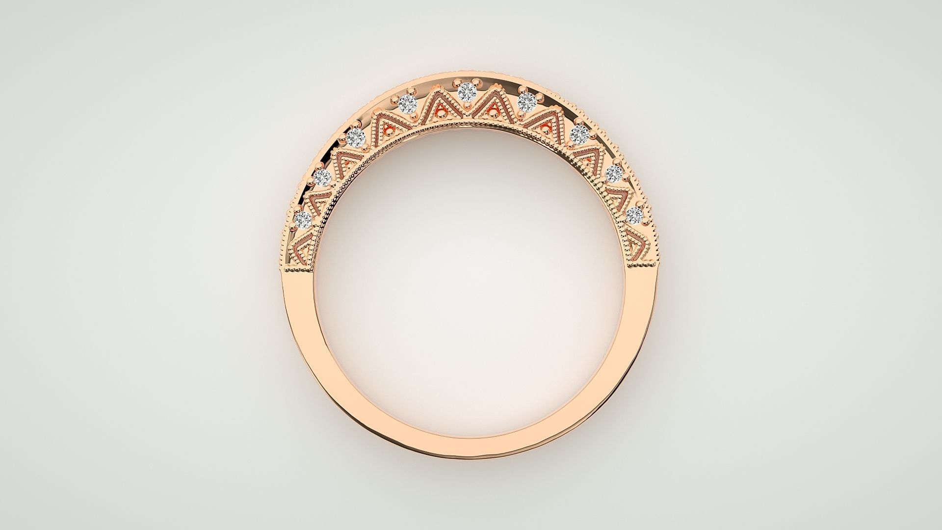 Eternity Band Diamond Ring 3dm stl render detail 3D print model_1