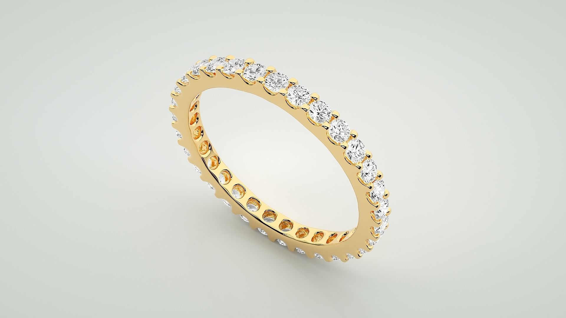 Eternity Band Diamond Ring 3dm stl render detail 3D print model_8
