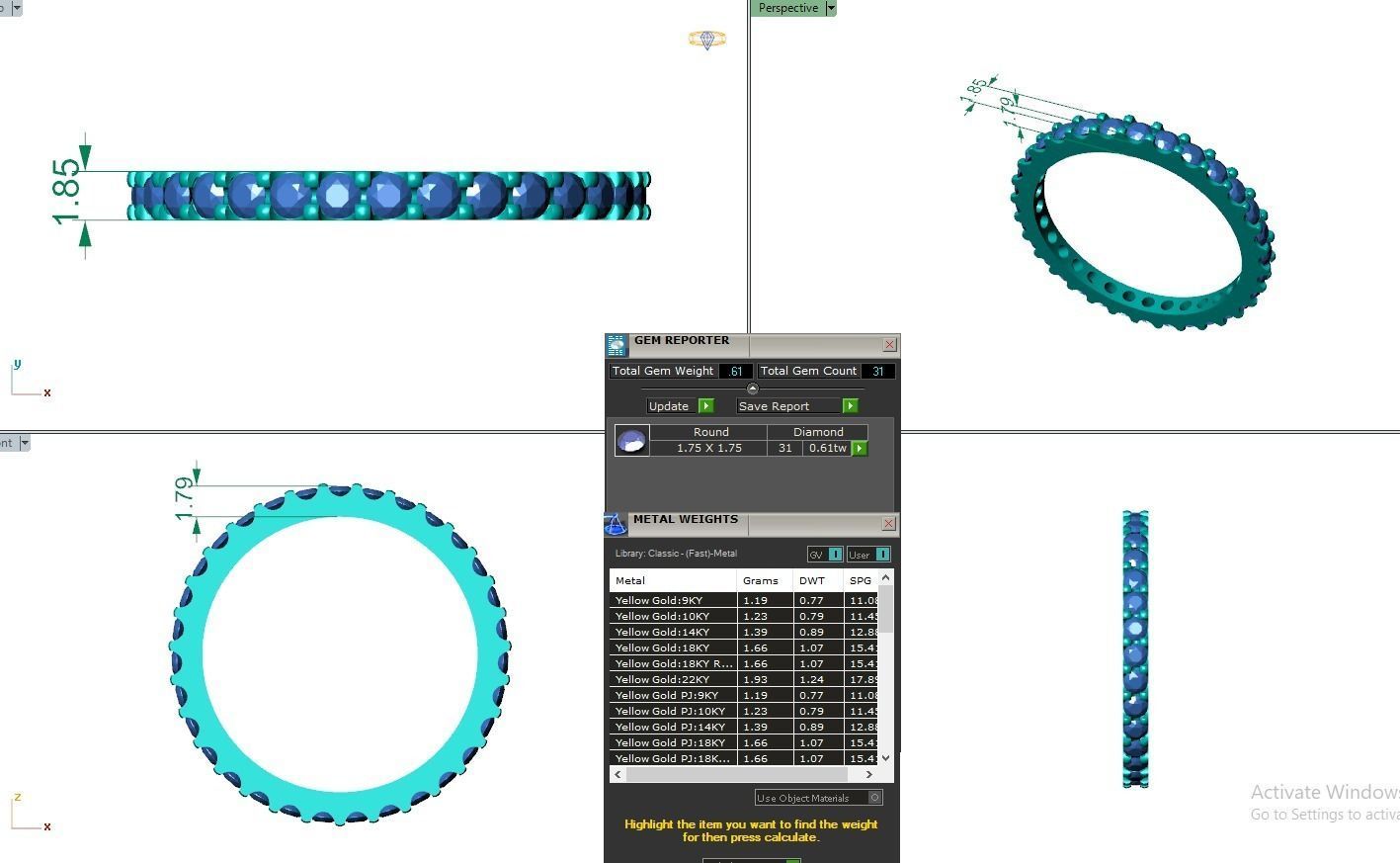 Eternity Band Diamond Ring 3dm stl render detail 3D print model_9