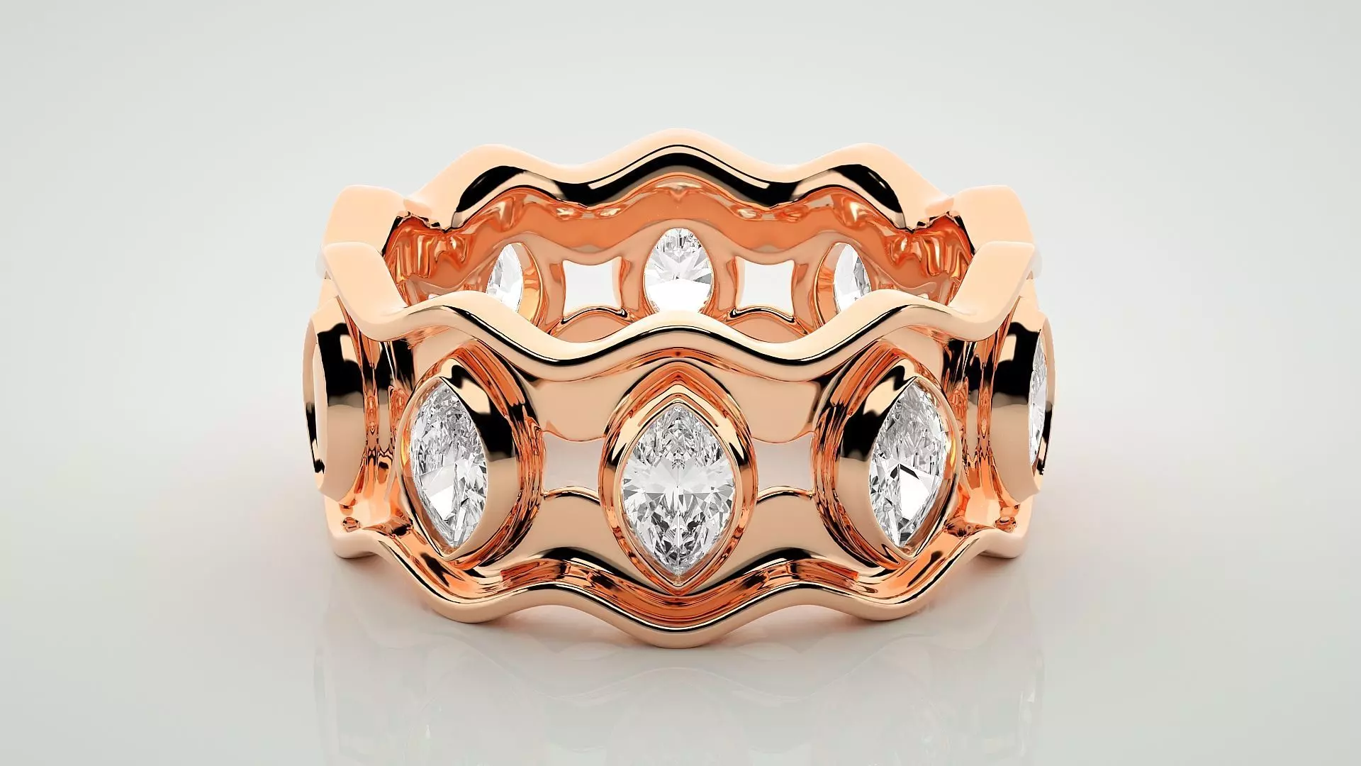 Marquise Eternity Band Diamond Ring 3dm stl render detail 3D print model_0