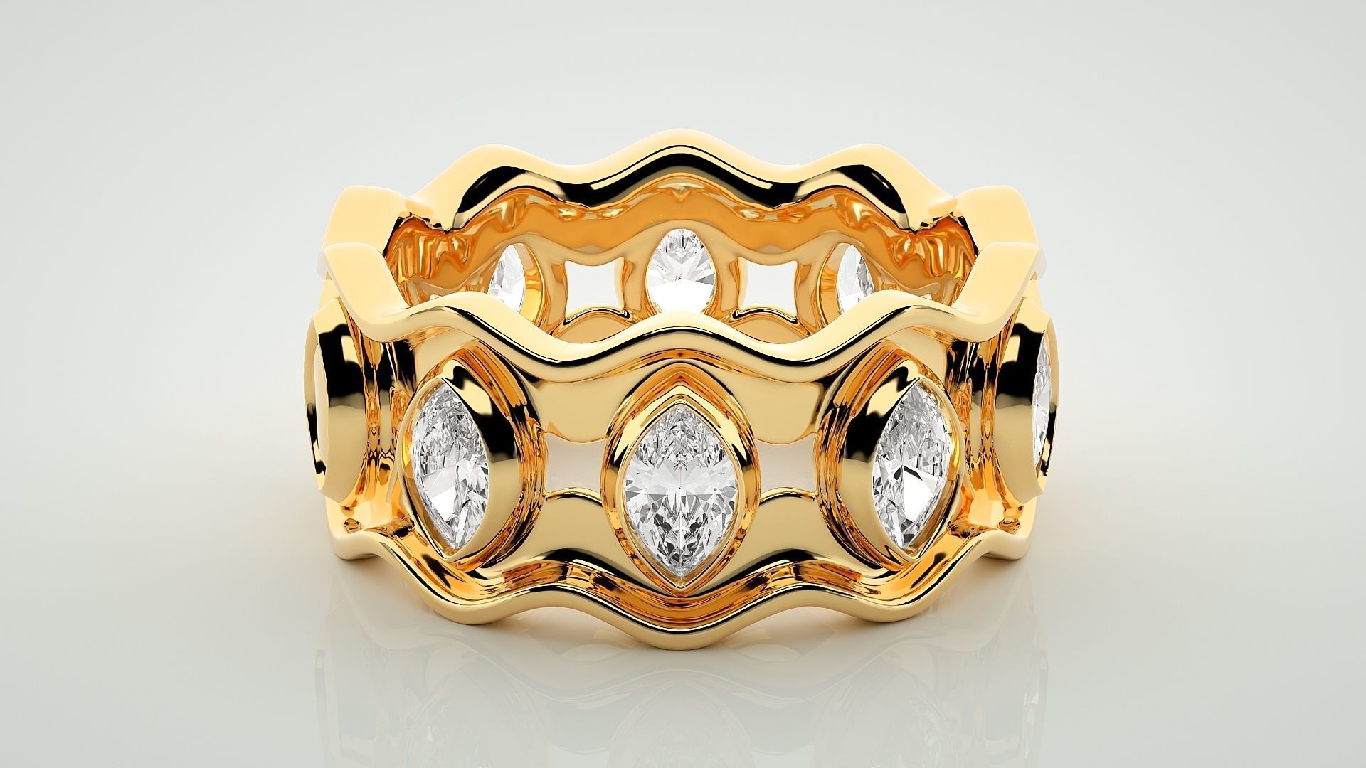 Marquise Eternity Band Diamond Ring 3dm stl render detail 3D print model_7