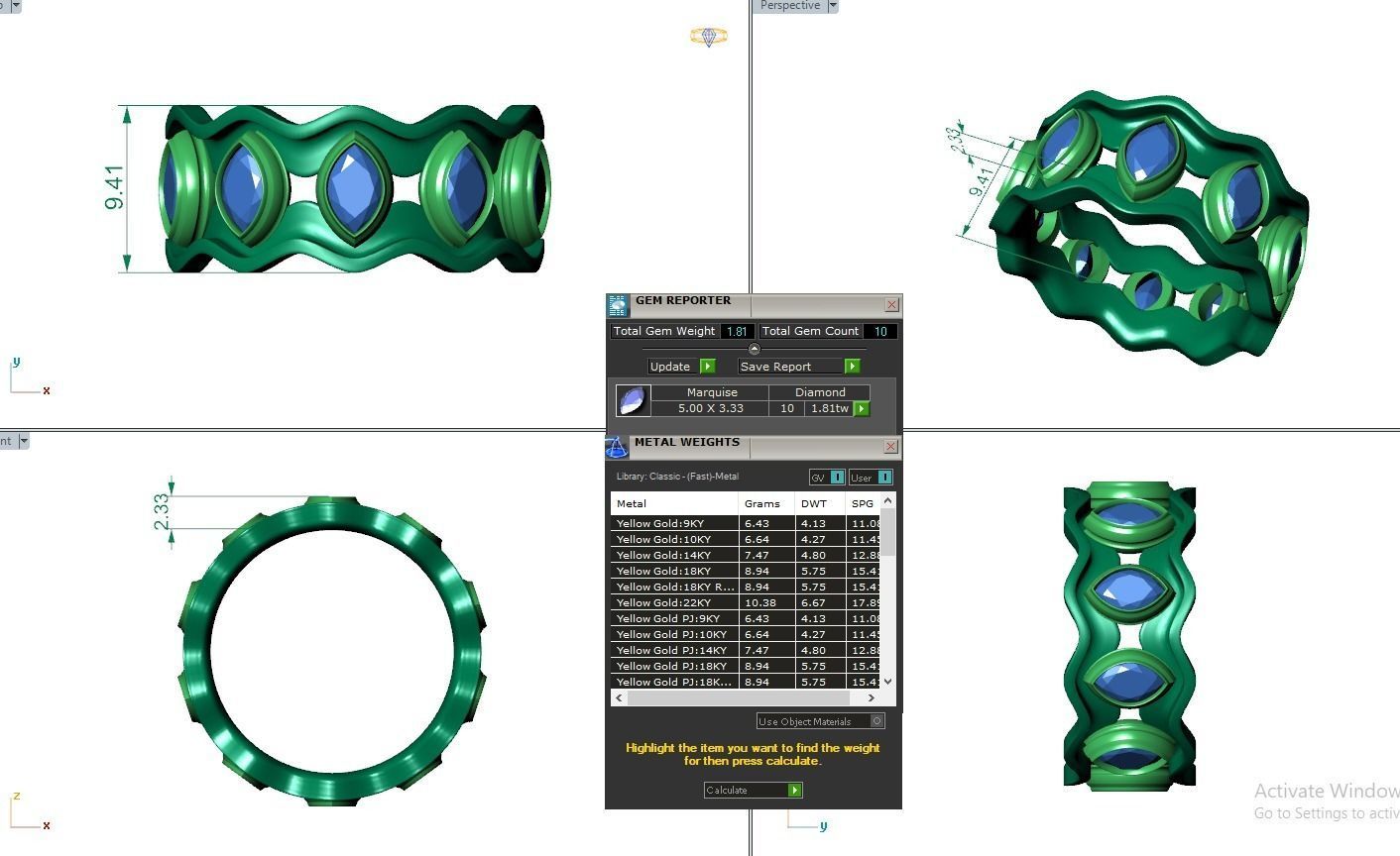 Marquise Eternity Band Diamond Ring 3dm stl render detail 3D print model_3
