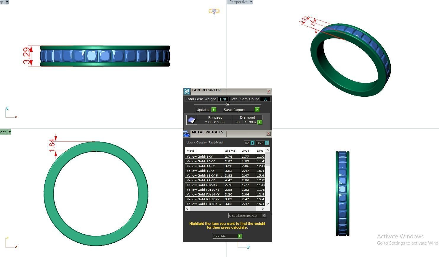 Princess Eternity Band Diamond Ring 3dm stl render detail 3D print model_3
