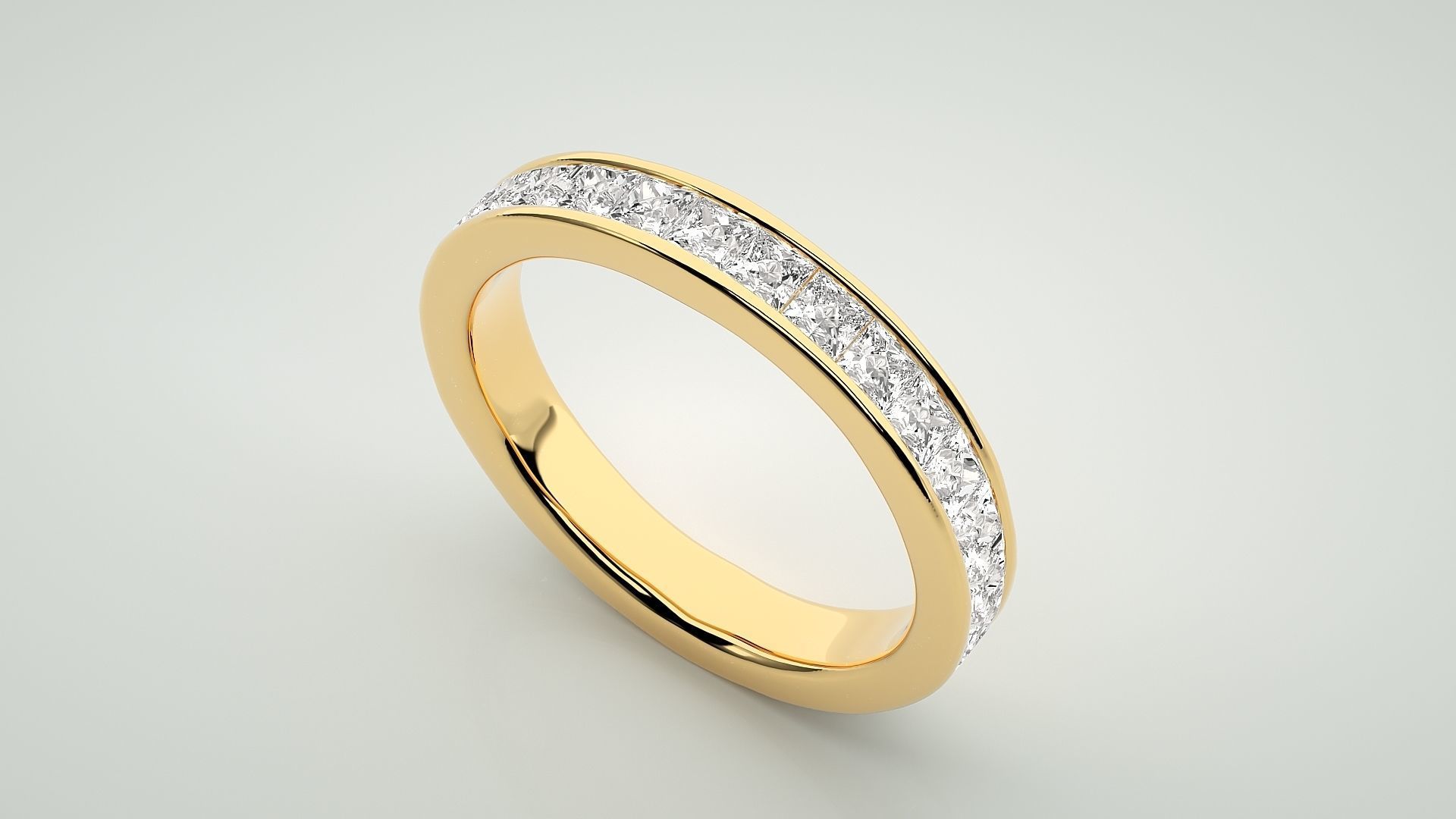 Princess Eternity Band Diamond Ring 3dm stl render detail 3D print model_9