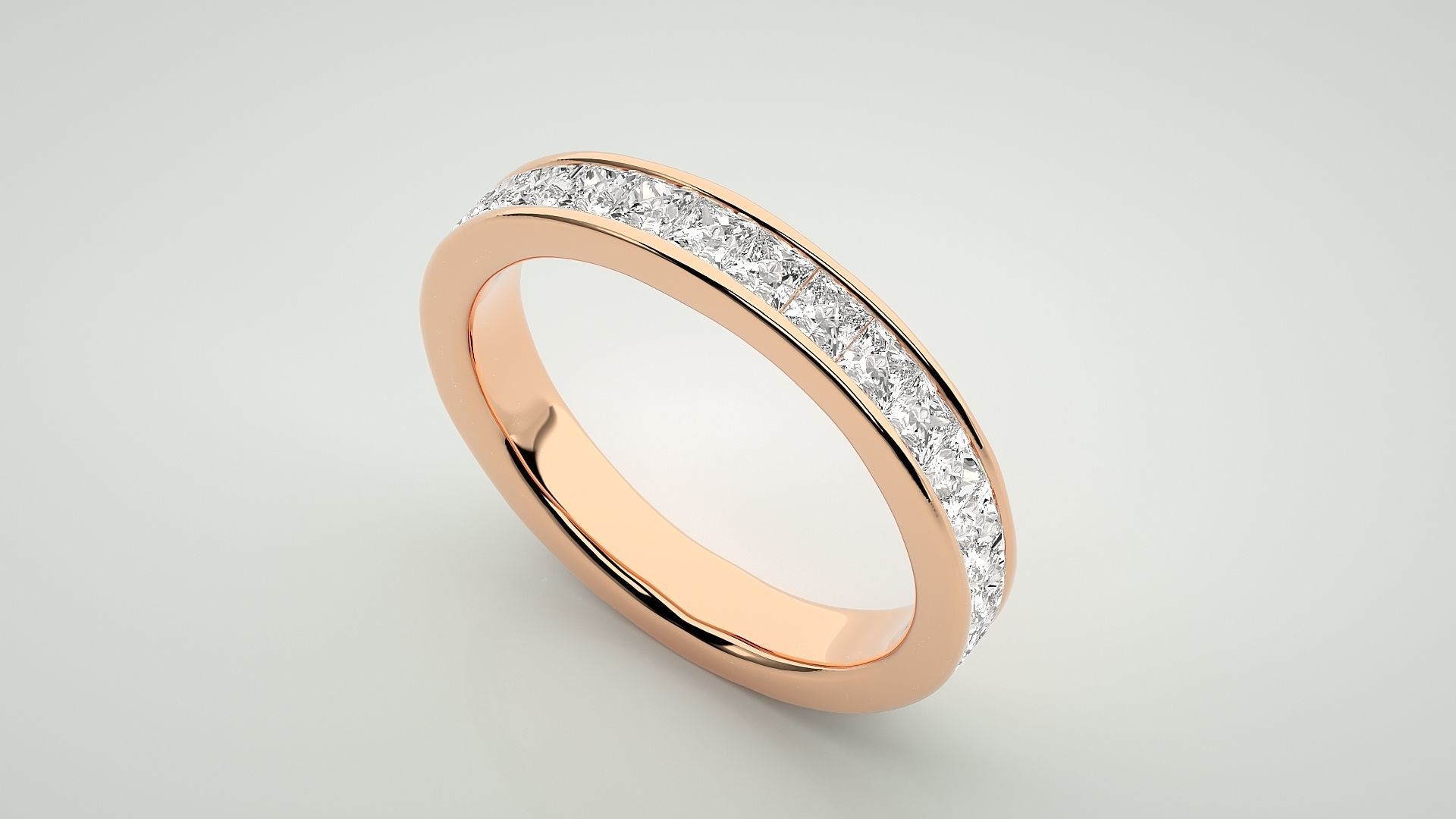 Princess Eternity Band Diamond Ring 3dm stl render detail 3D print model_2
