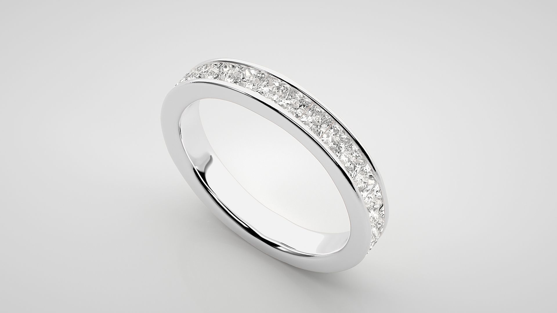 Princess Eternity Band Diamond Ring 3dm stl render detail 3D print model_6