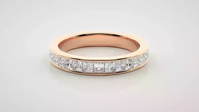 Princess Eternity Band Diamond Ring 3dm stl render detail 3D print model