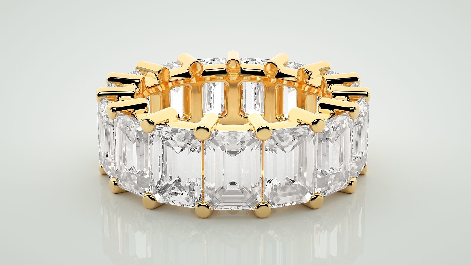 Emerald Eternity Band Diamond Ring 3dm stl render detail 3D print model_7