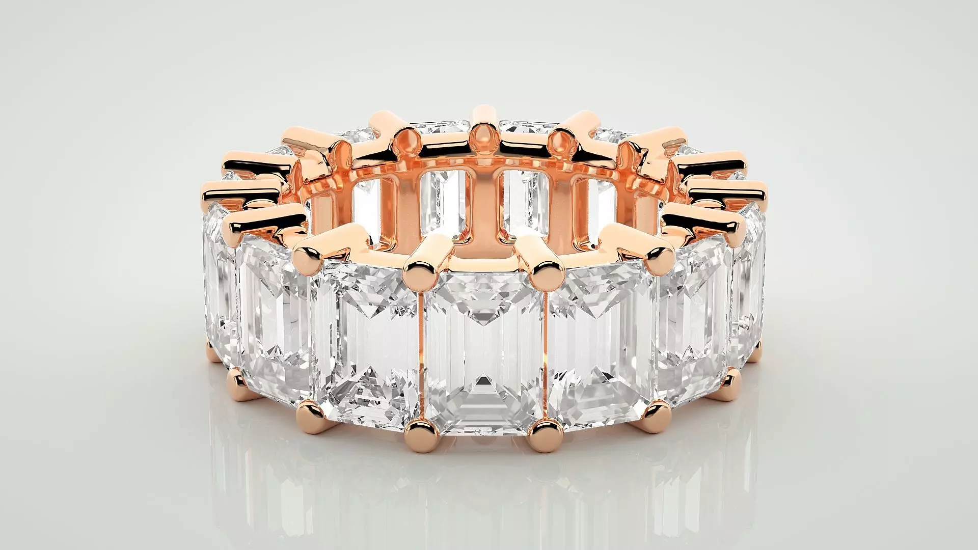 Emerald Eternity Band Diamond Ring 3dm stl render detail 3D print model_0