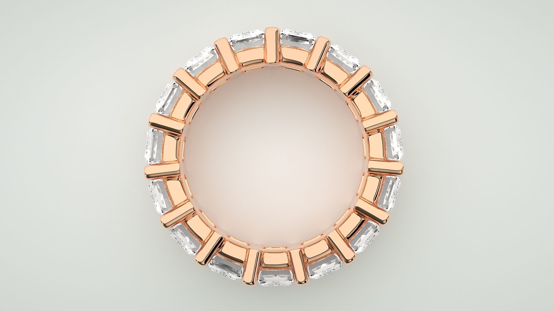 Emerald Eternity Band Diamond Ring 3dm stl render detail 3D print model_1