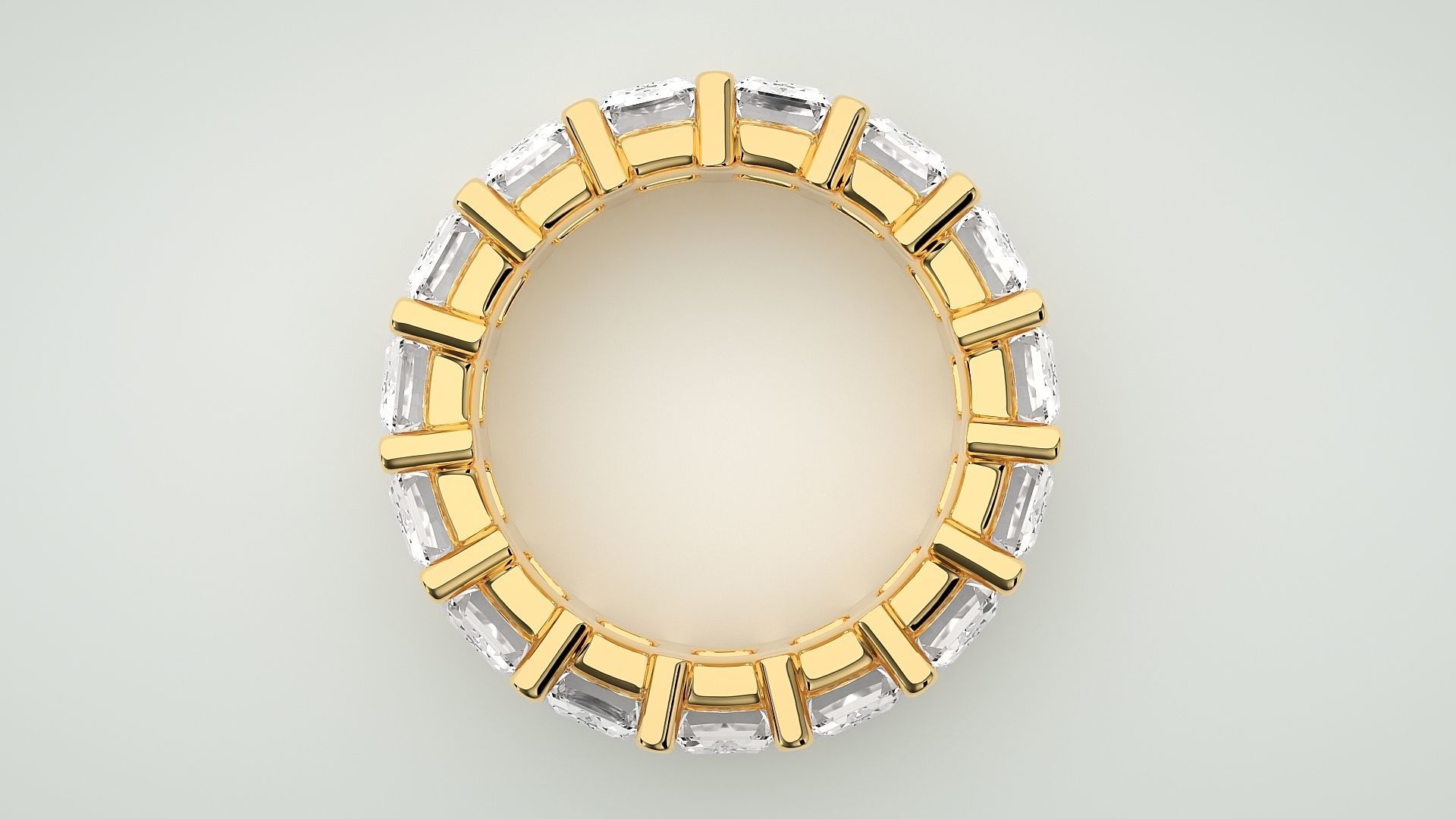 Emerald Eternity Band Diamond Ring 3dm stl render detail 3D print model_8