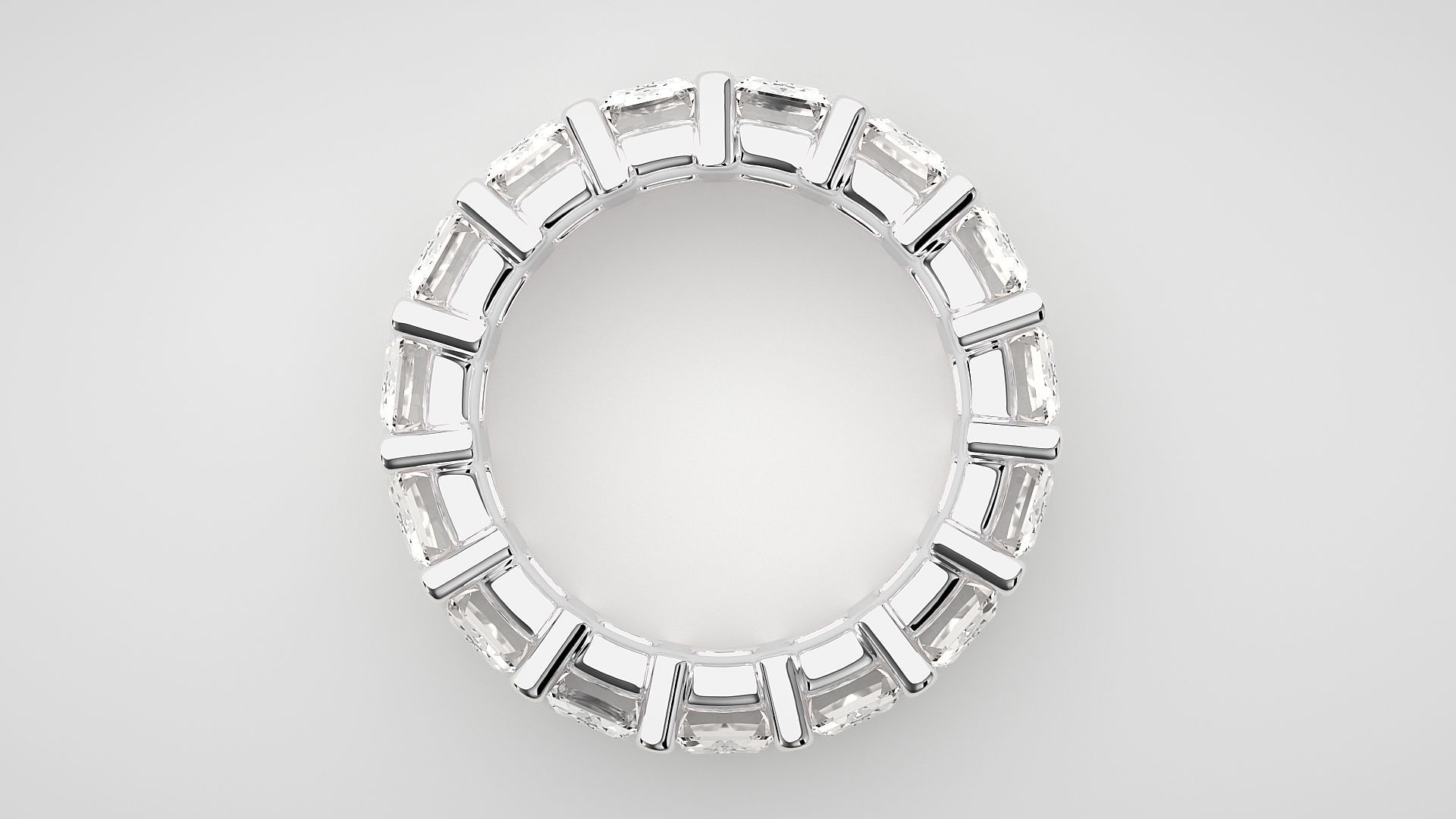Emerald Eternity Band Diamond Ring 3dm stl render detail 3D print model_5
