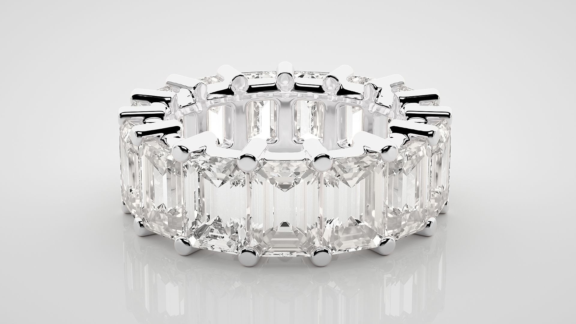 Emerald Eternity Band Diamond Ring 3dm stl render detail 3D print model_4