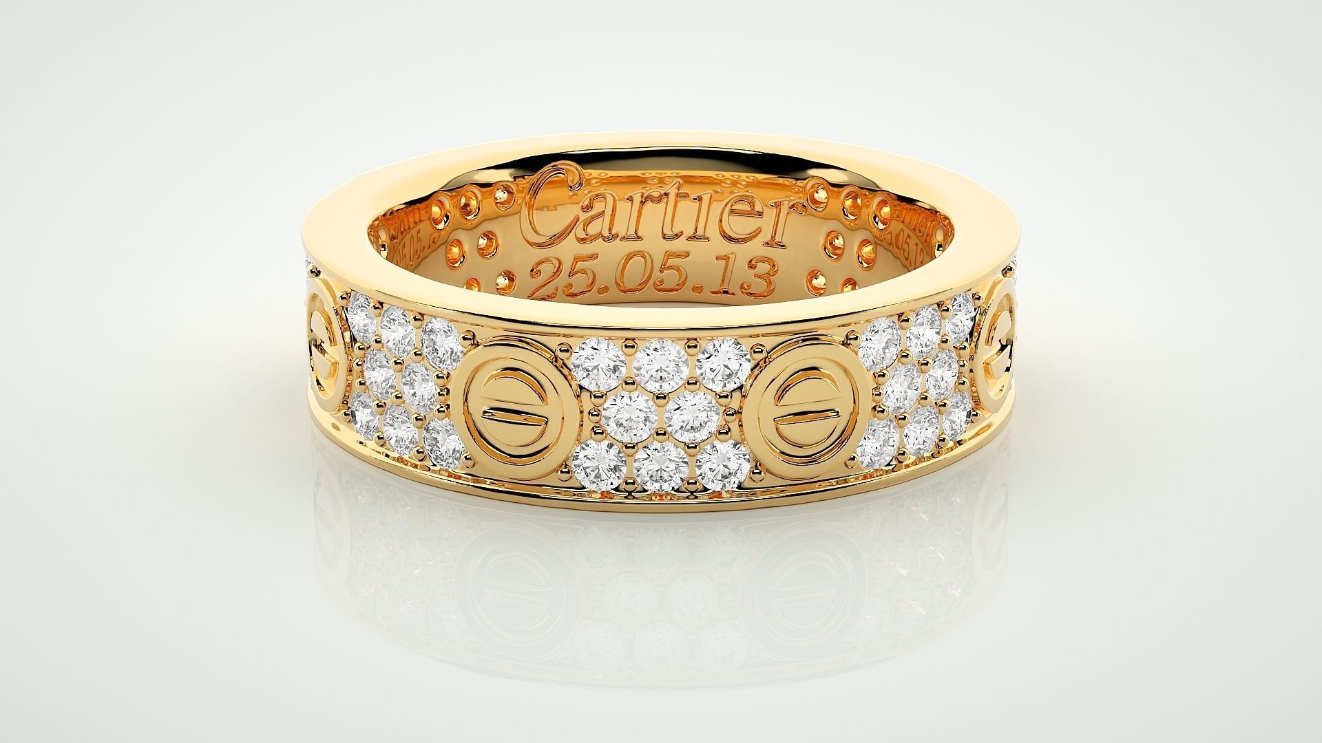 Screw Head Eternity Band Diamond Ring 3dm stl render detail 3D print model_7