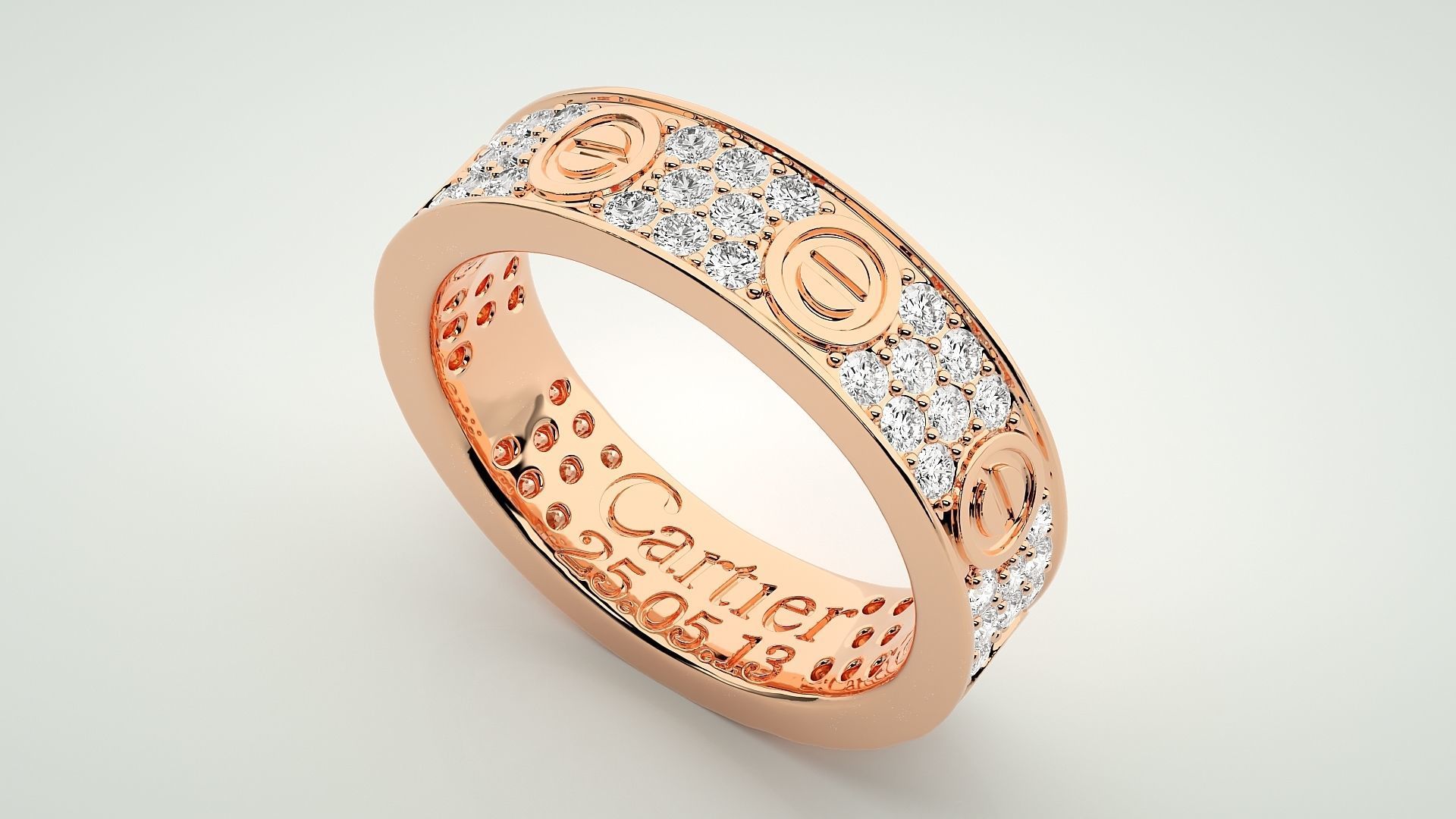 Screw Head Eternity Band Diamond Ring 3dm stl render detail 3D print model_2