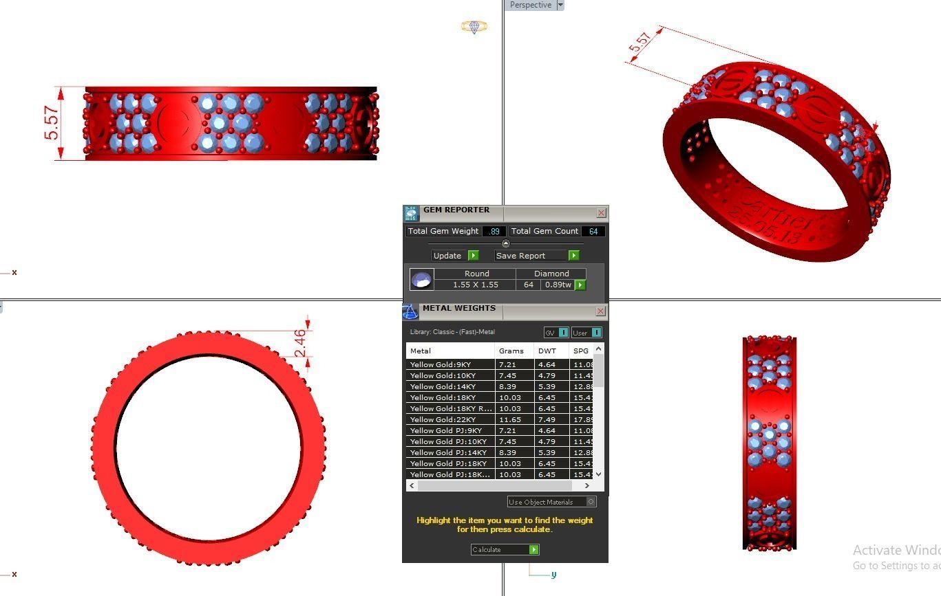 Screw Head Eternity Band Diamond Ring 3dm stl render detail 3D print model_3