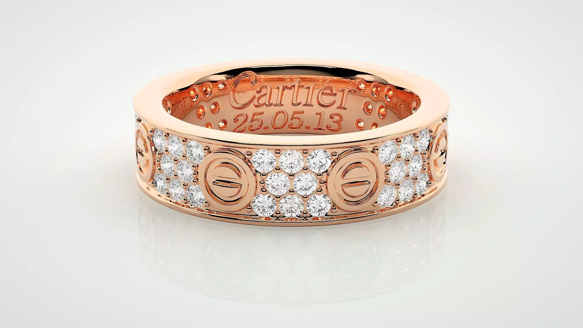 Screw Head Eternity Band Diamond Ring 3dm stl render detail 3D print model_0