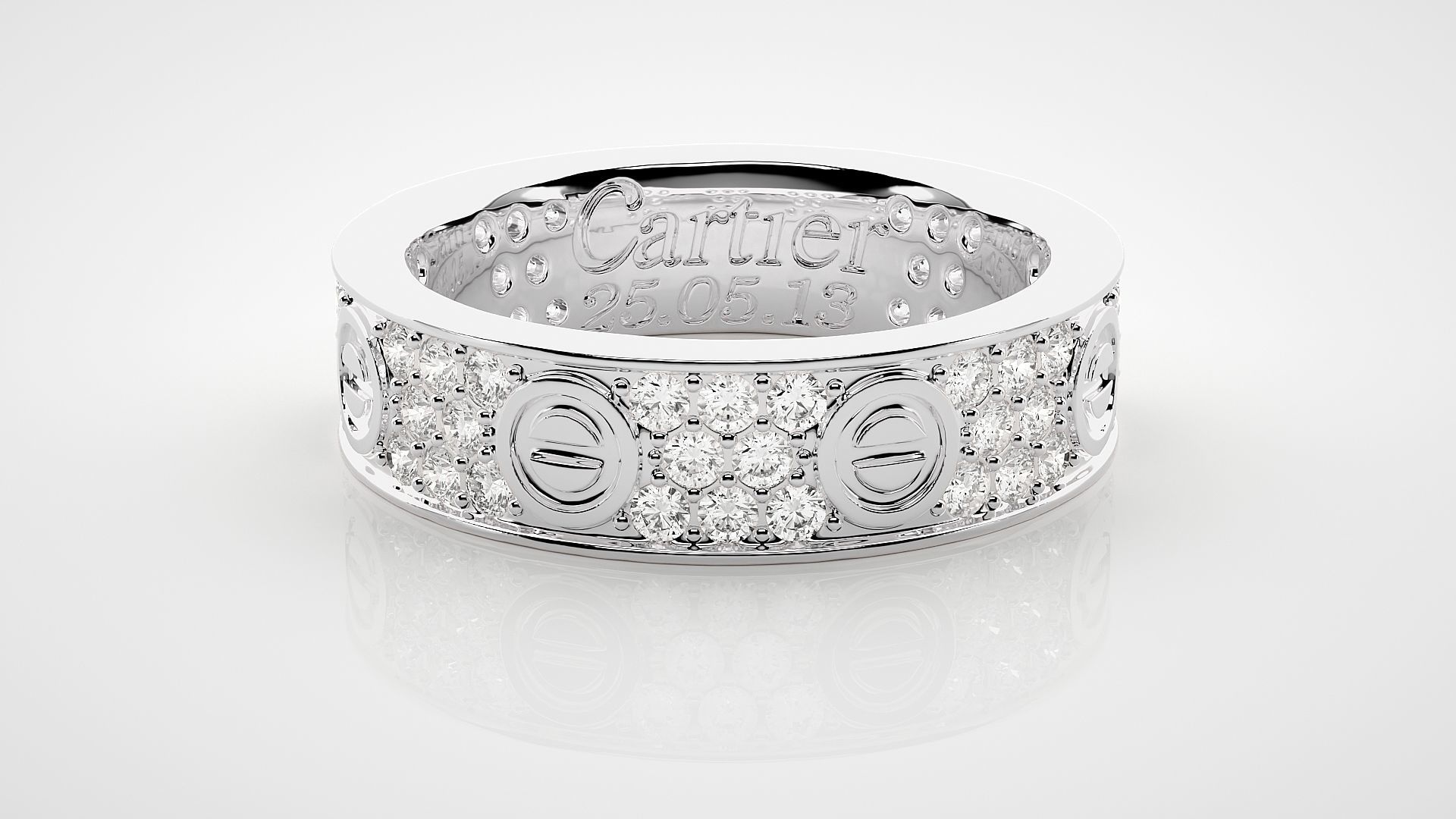 Screw Head Eternity Band Diamond Ring 3dm stl render detail 3D print model_4