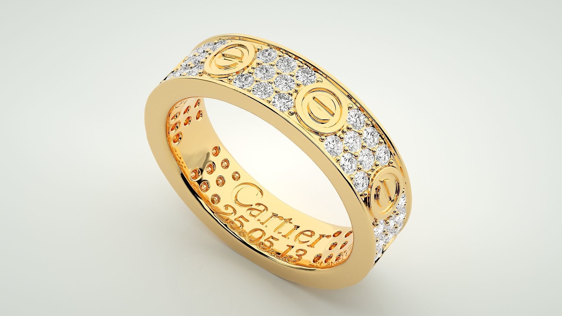 Screw Head Eternity Band Diamond Ring 3dm stl render detail 3D print model_9