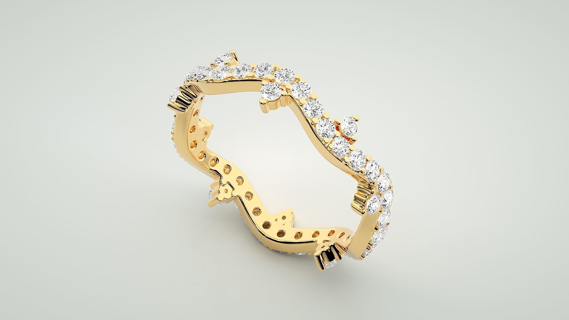 Eternity Band Diamond Ring 3dm stl render detail 3D print model_9