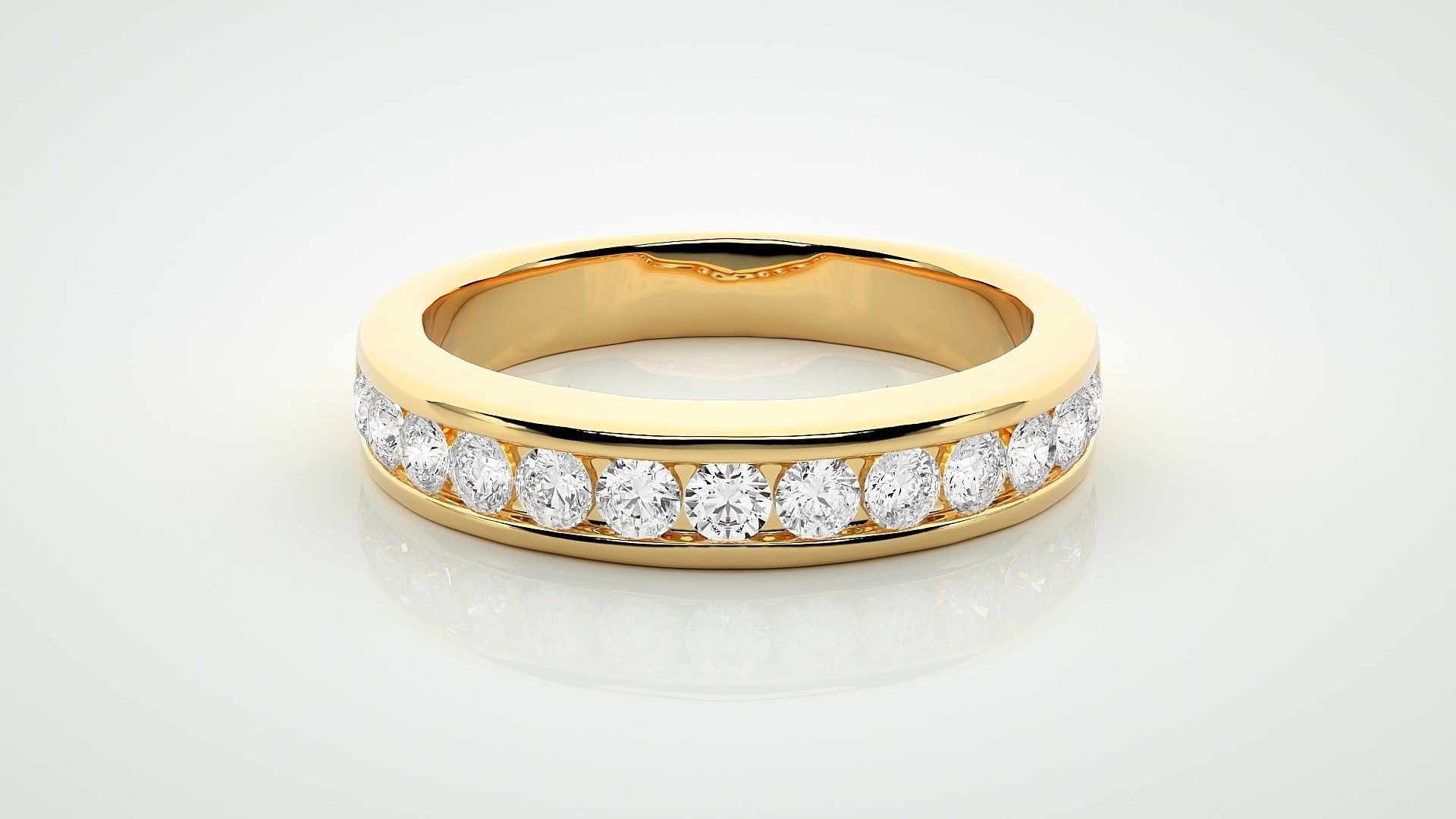 Eternity Band Diamond Ring 3dm stl render detail 3D print model_7