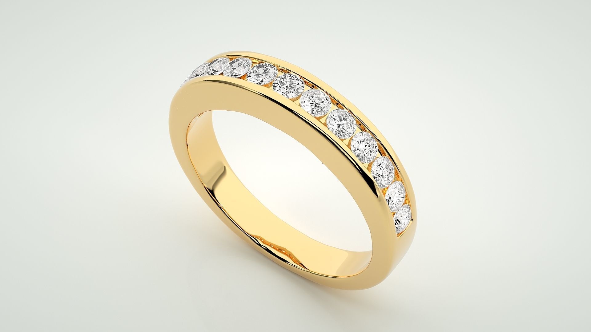 Eternity Band Diamond Ring 3dm stl render detail 3D print model_9
