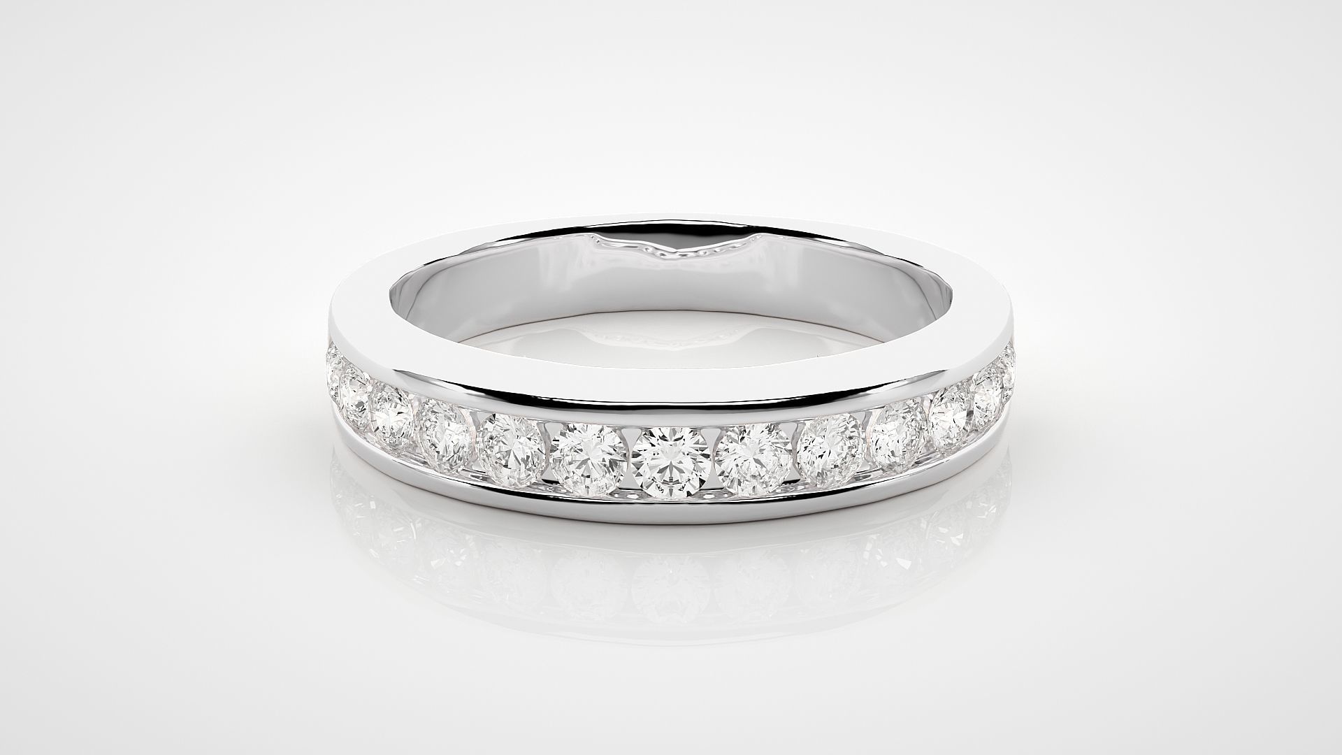 Eternity Band Diamond Ring 3dm stl render detail 3D print model_4