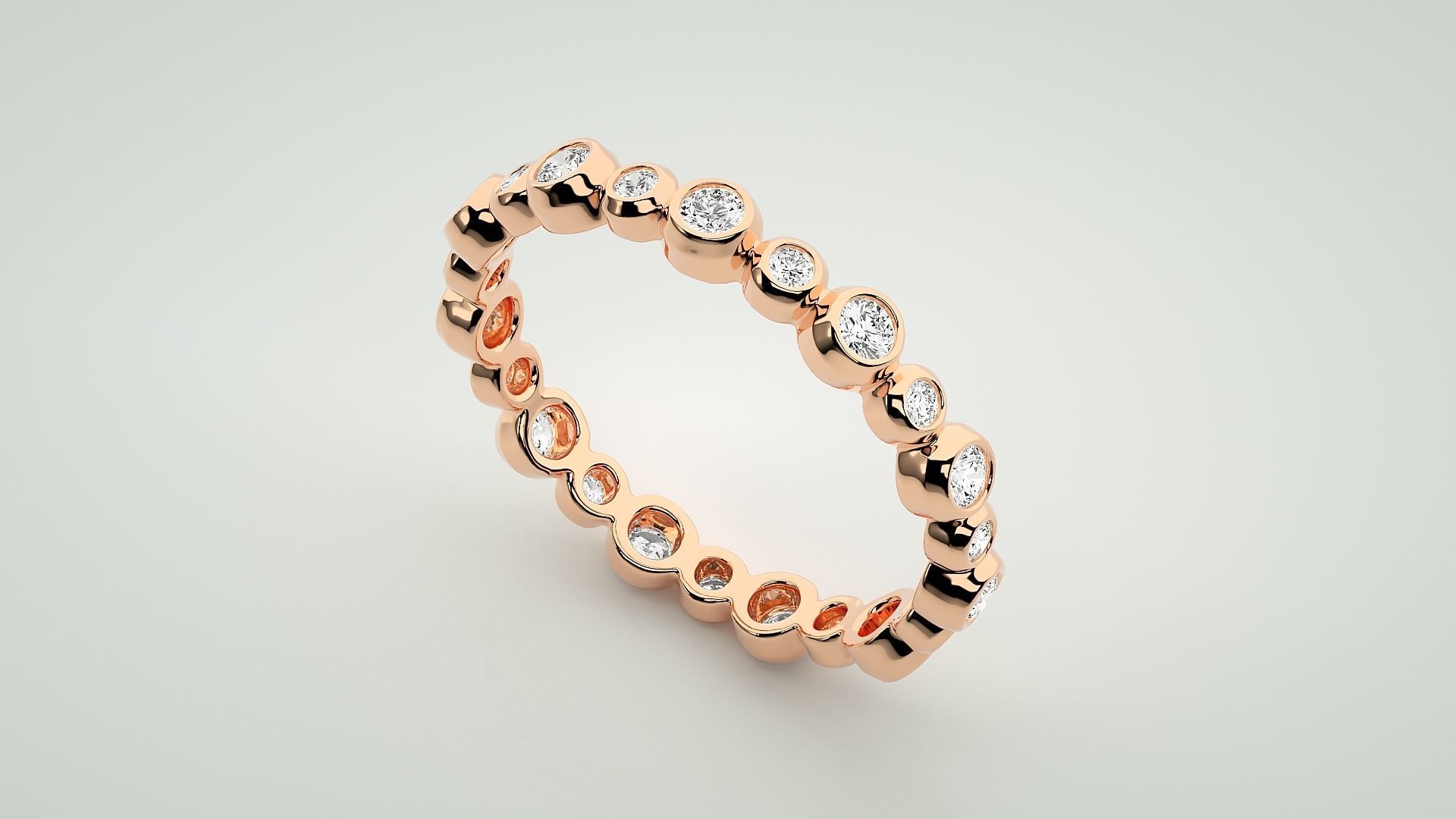 Eternity Band Diamond Ring 3dm stl render detail 3D print model_2