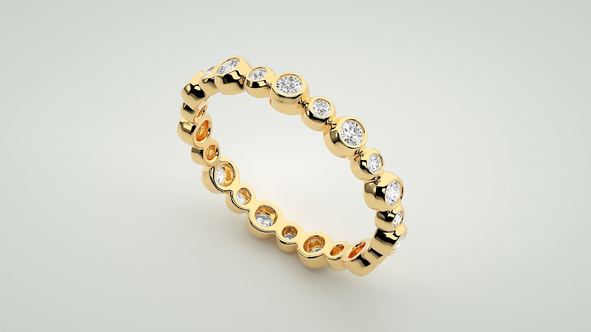 Eternity Band Diamond Ring 3dm stl render detail 3D print model_9