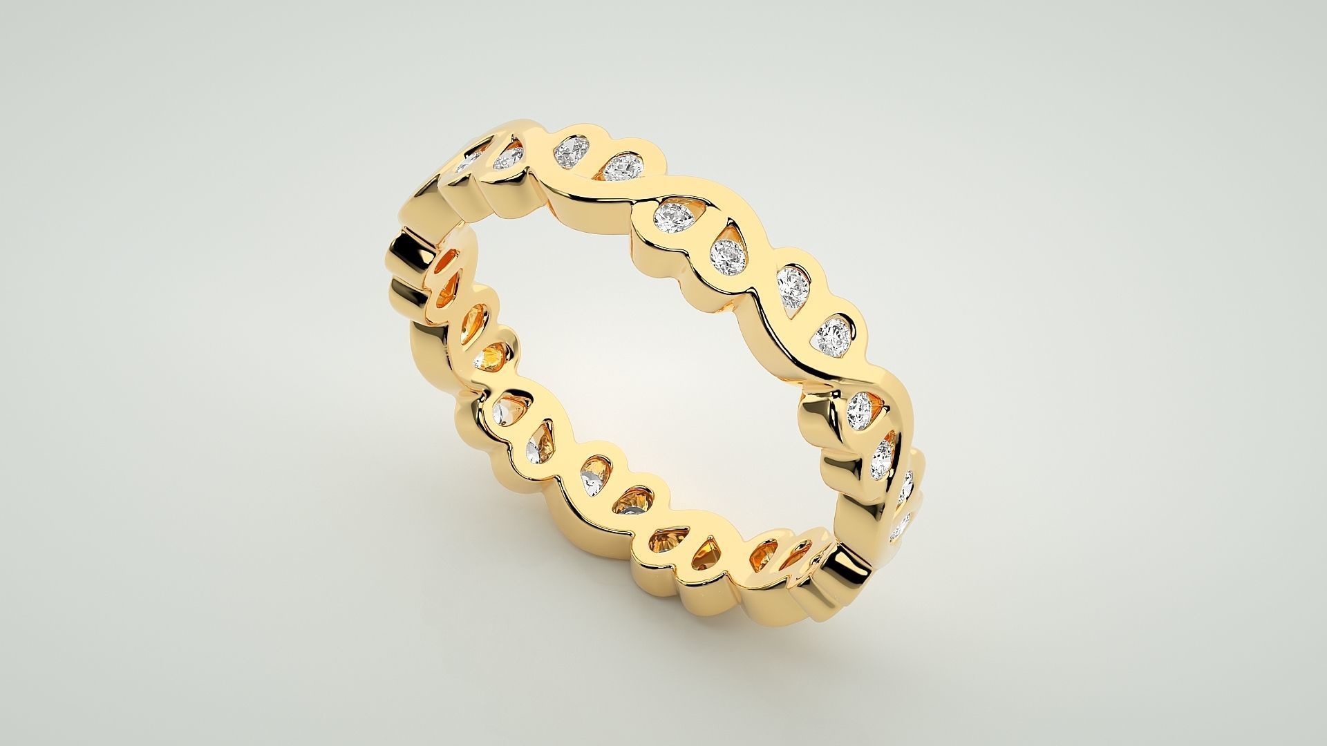 Eternity Band Diamond Ring 3dm stl render detail 3D print model_9