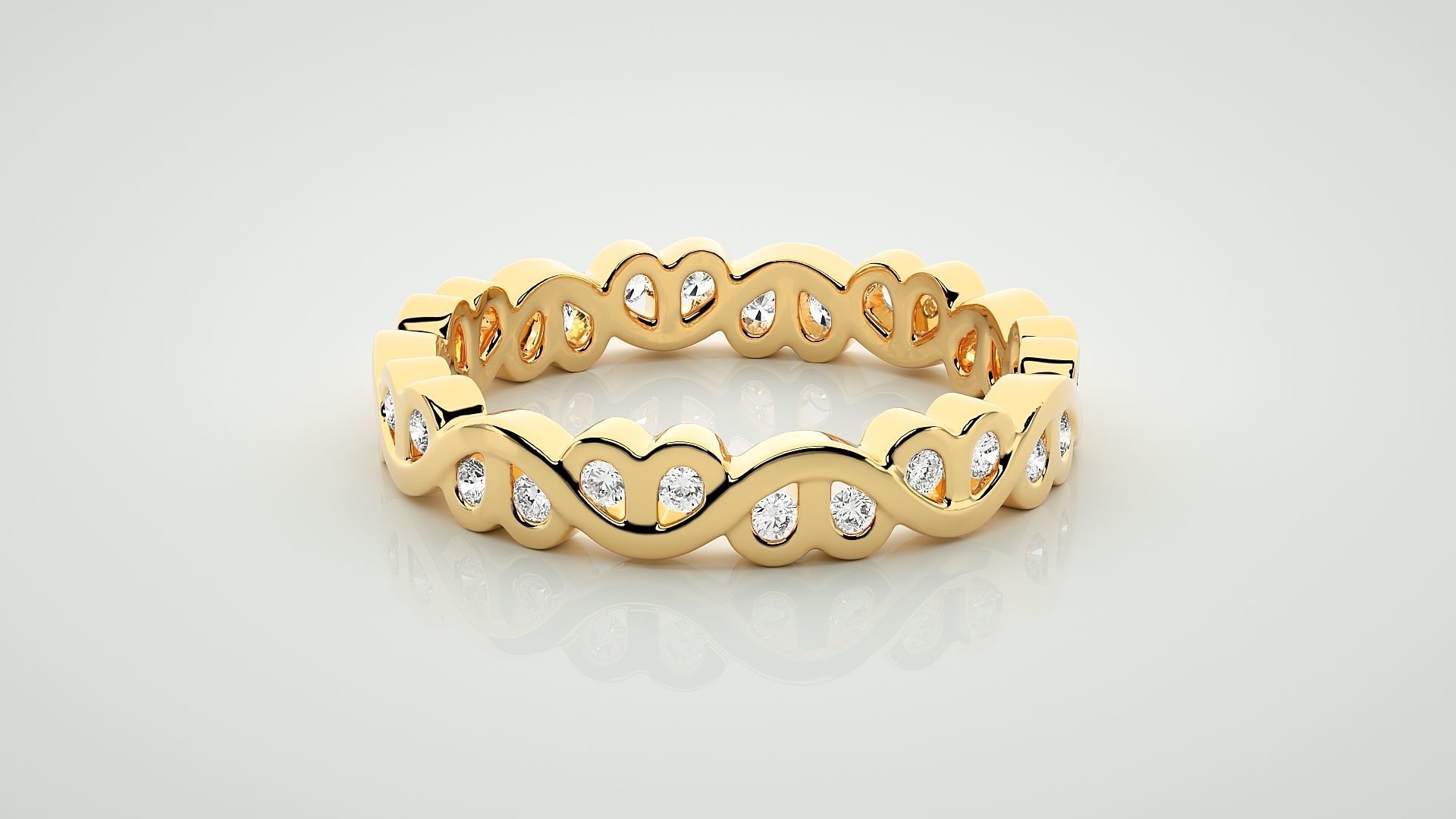 Eternity Band Diamond Ring 3dm stl render detail 3D print model_7