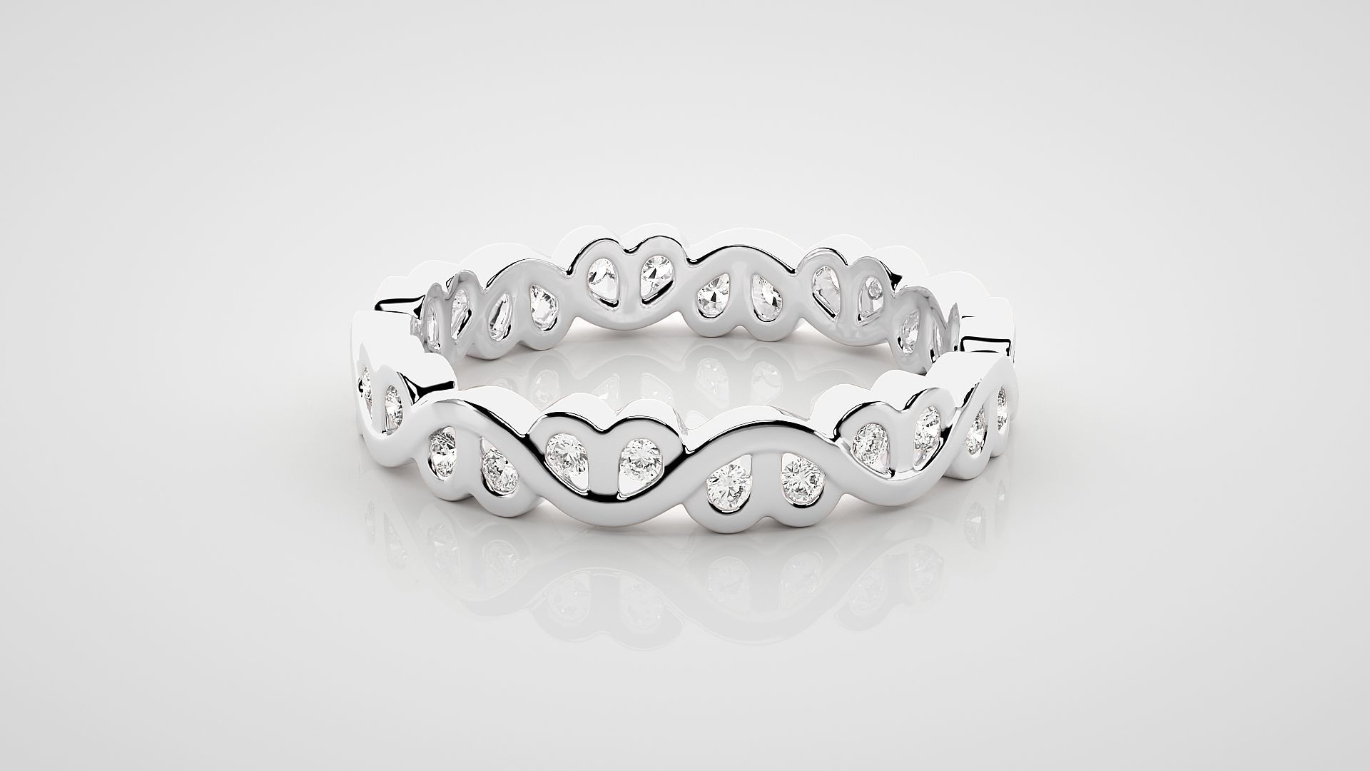 Eternity Band Diamond Ring 3dm stl render detail 3D print model_4