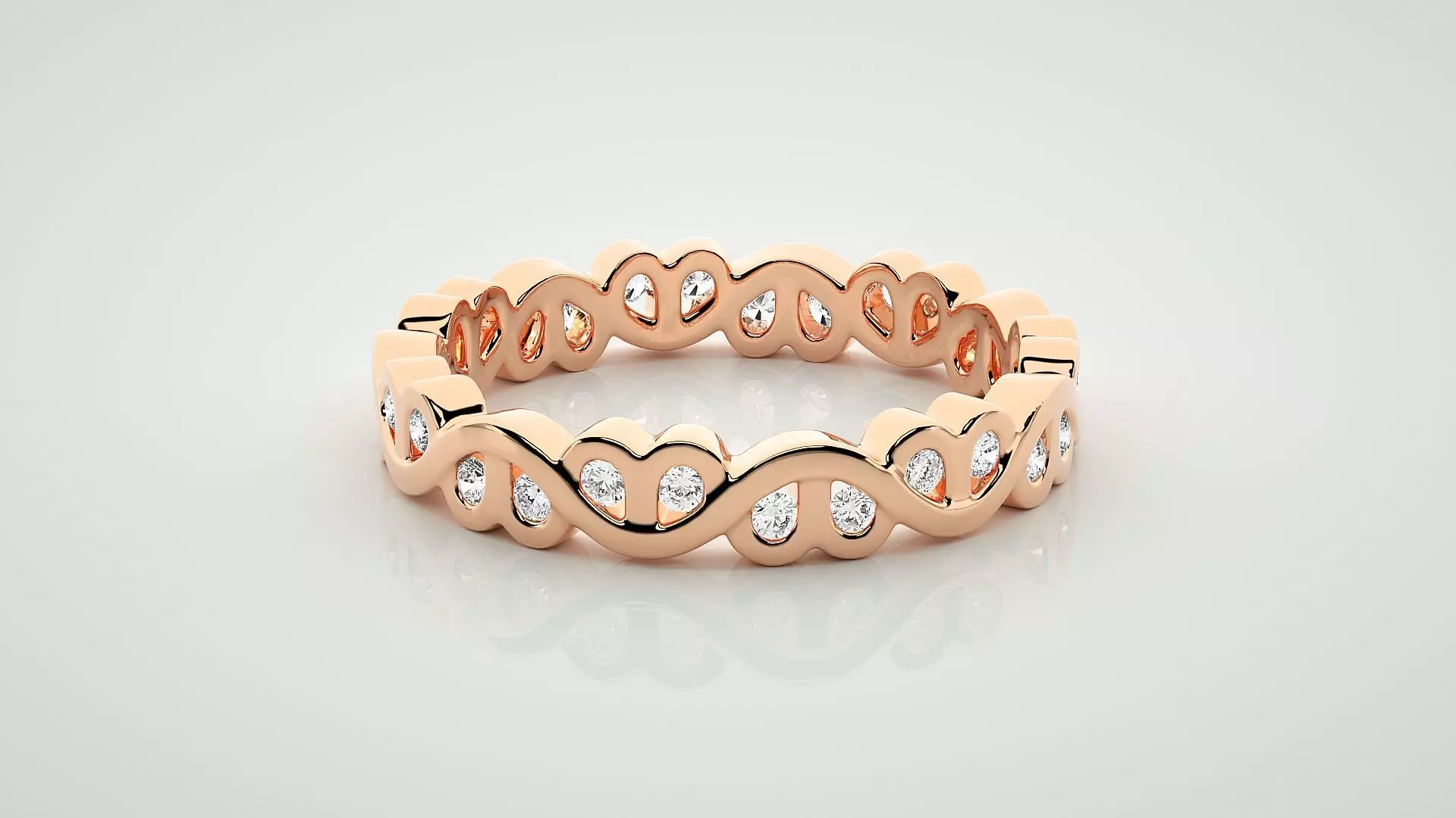 Eternity Band Diamond Ring 3dm stl render detail 3D print model_0