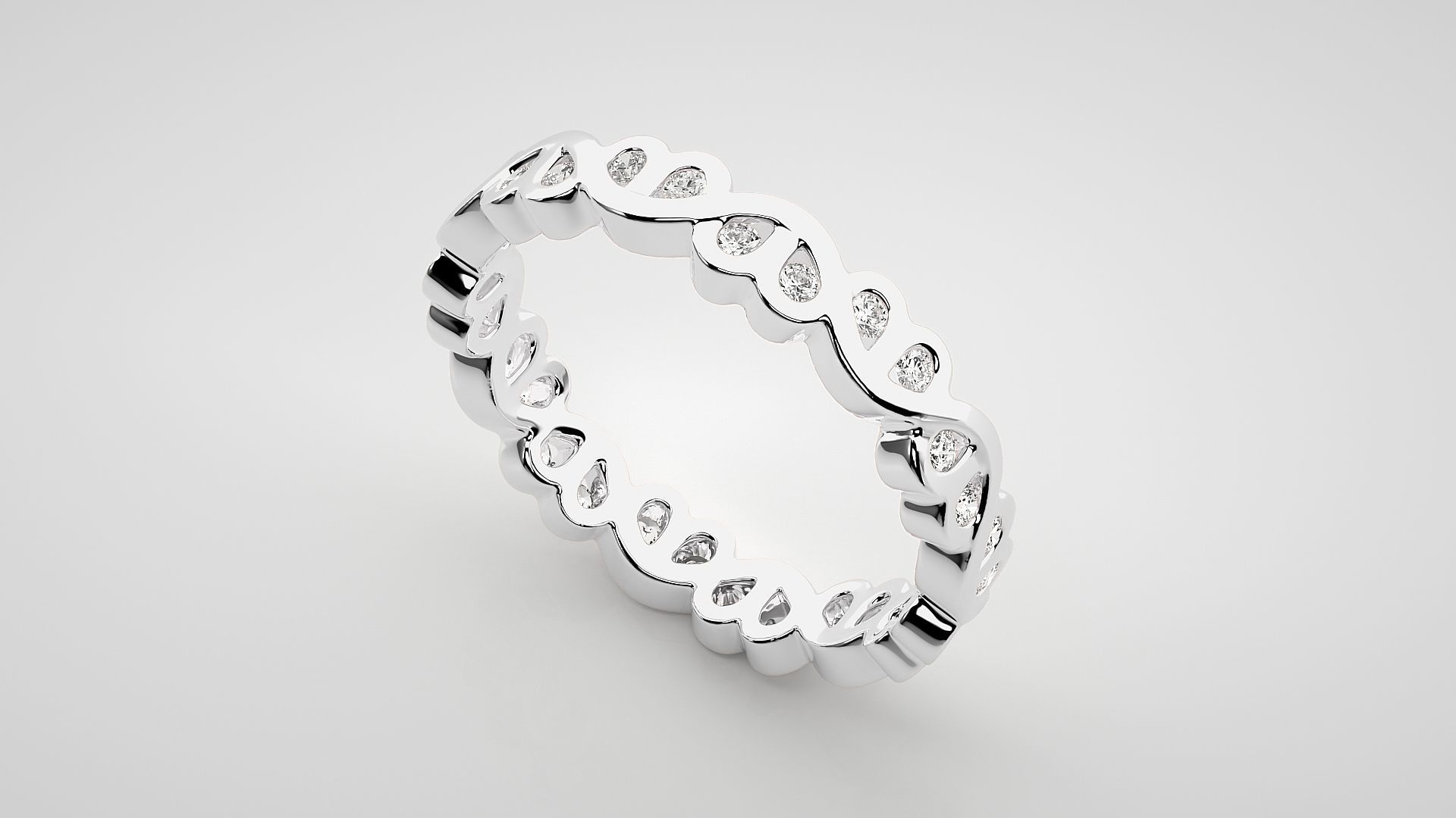 Eternity Band Diamond Ring 3dm stl render detail 3D print model_6
