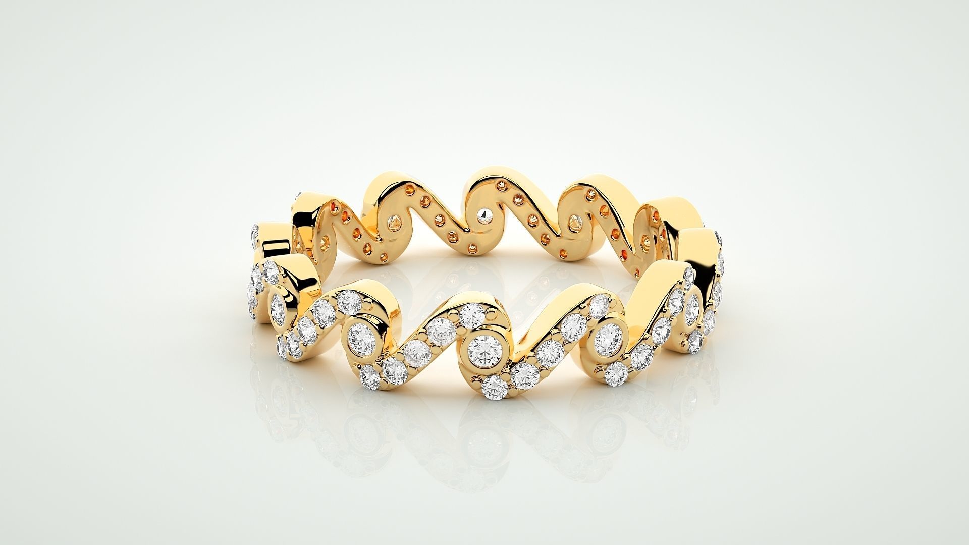 Eternity Band Diamond Ring 3dm stl render detail 3D print model_7