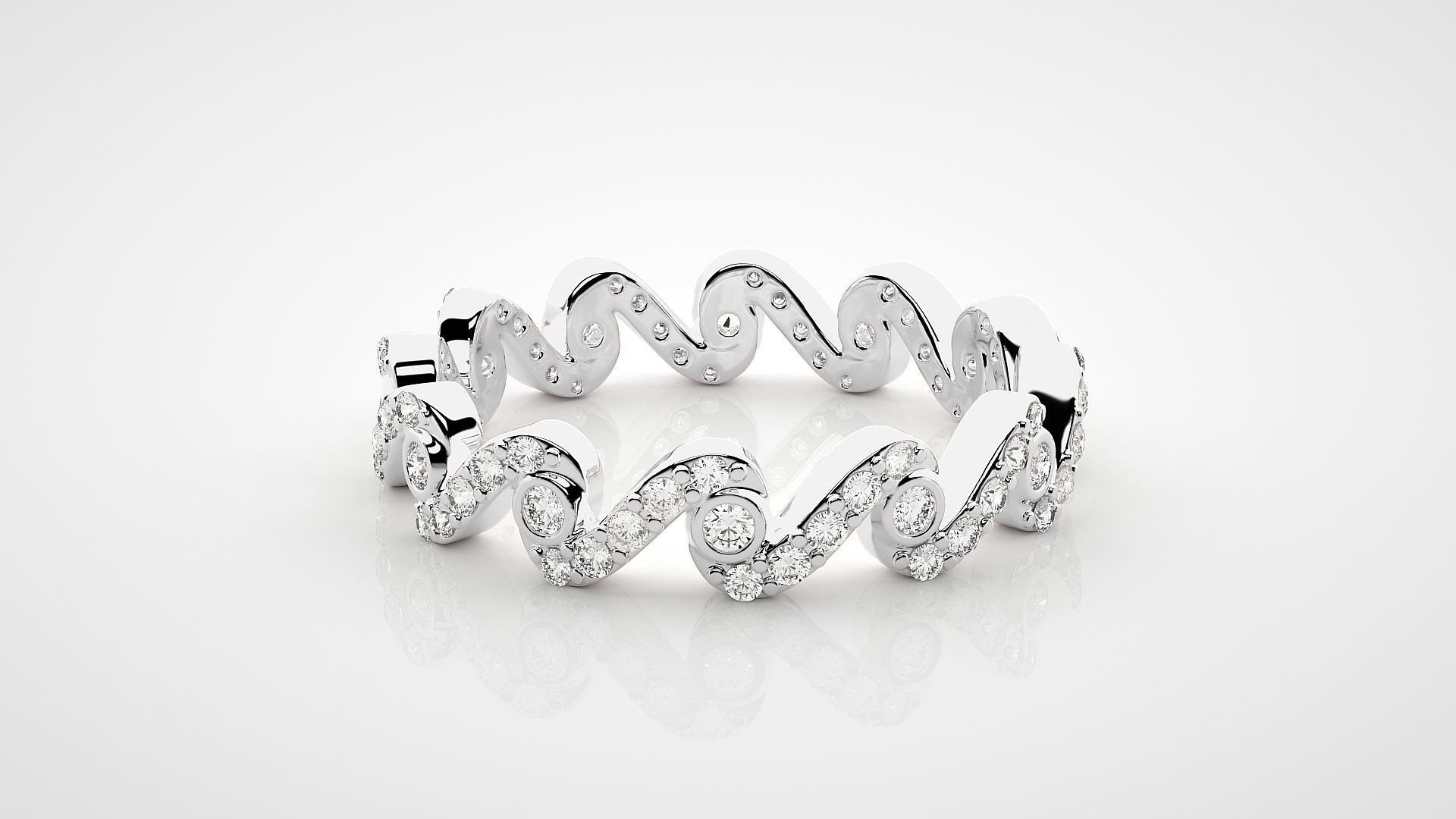 Eternity Band Diamond Ring 3dm stl render detail 3D print model_3