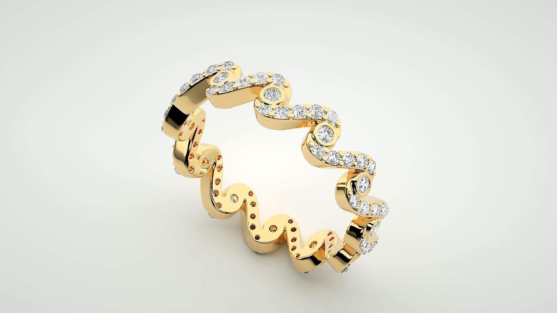 Eternity Band Diamond Ring 3dm stl render detail 3D print model_9
